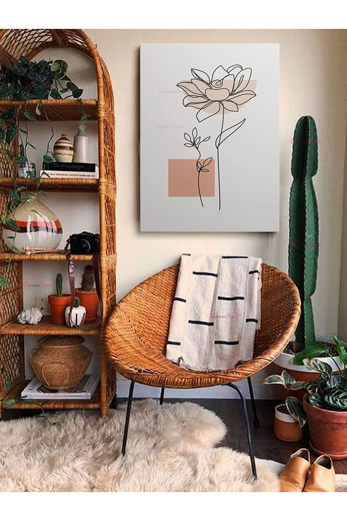 Soyut Dekoratif Vintange Retro Bohe Bohem Boho Art Vektorel Abstract Minimalist Canvas Kanvas Tablo