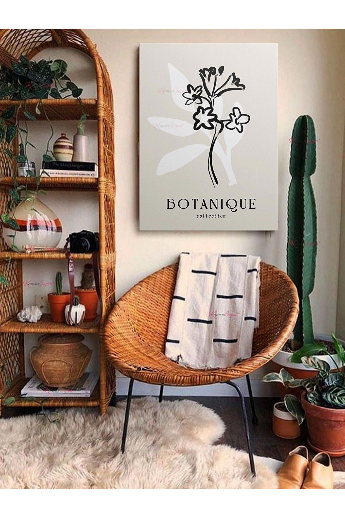 Soyut Dekoratif Vintange Retro Bohe Bohem Boho Art Vektorel Abstract Minimalist Canvas Kanvas Tablo