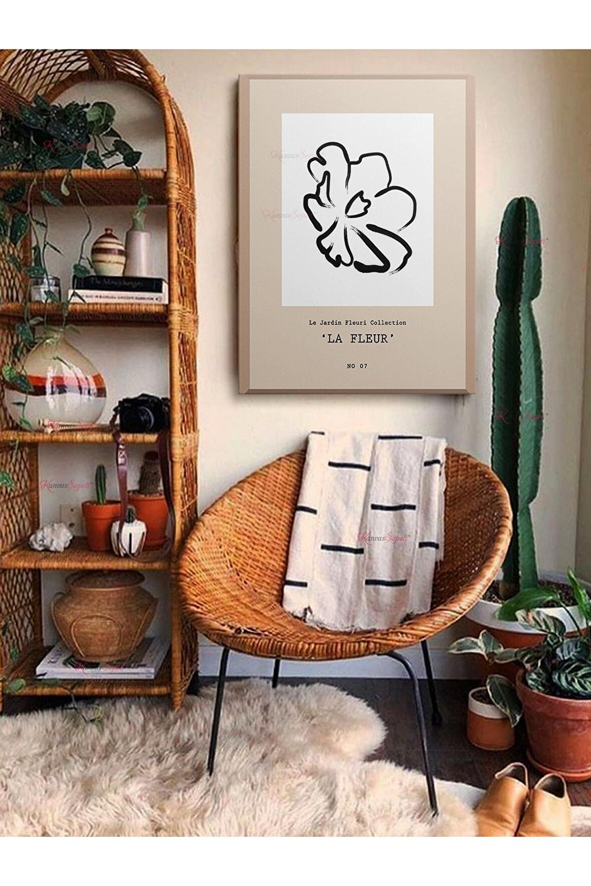 Soyut Dekoratif Vintange Retro Bohe Bohem Boho Art Vektorel Abstract Minimalist Canvas Kanvas Tablo