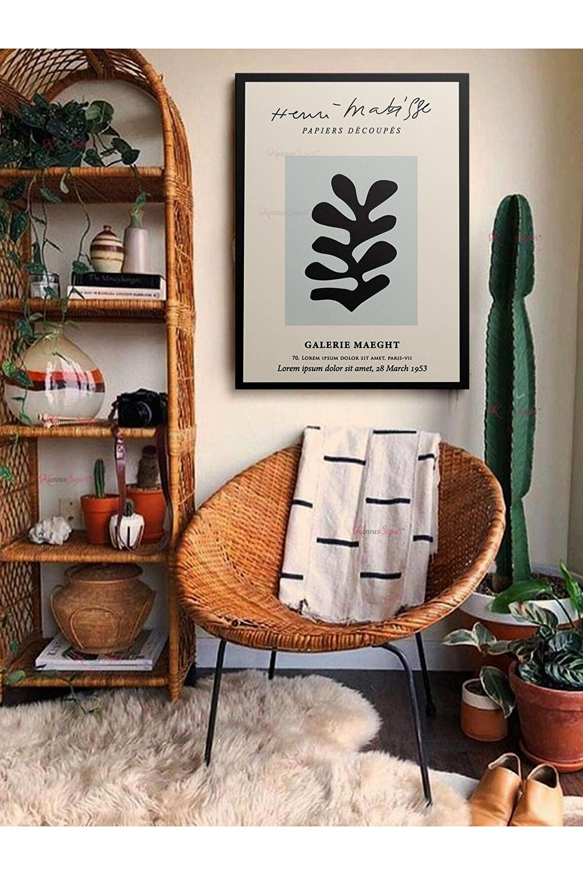 Soyut Dekoratif Vintange Retro Bohe Bohem Boho Art Vektorel Abstract Minimalist Canvas Kanvas Tablo