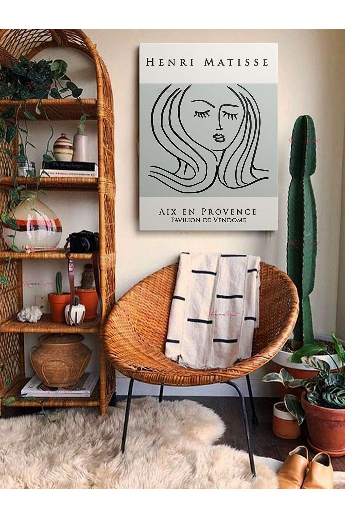 Soyut Dekoratif Vintange Retro Bohe Bohem Boho Art Vektorel Abstract Minimalist Canvas Kanvas Tablo