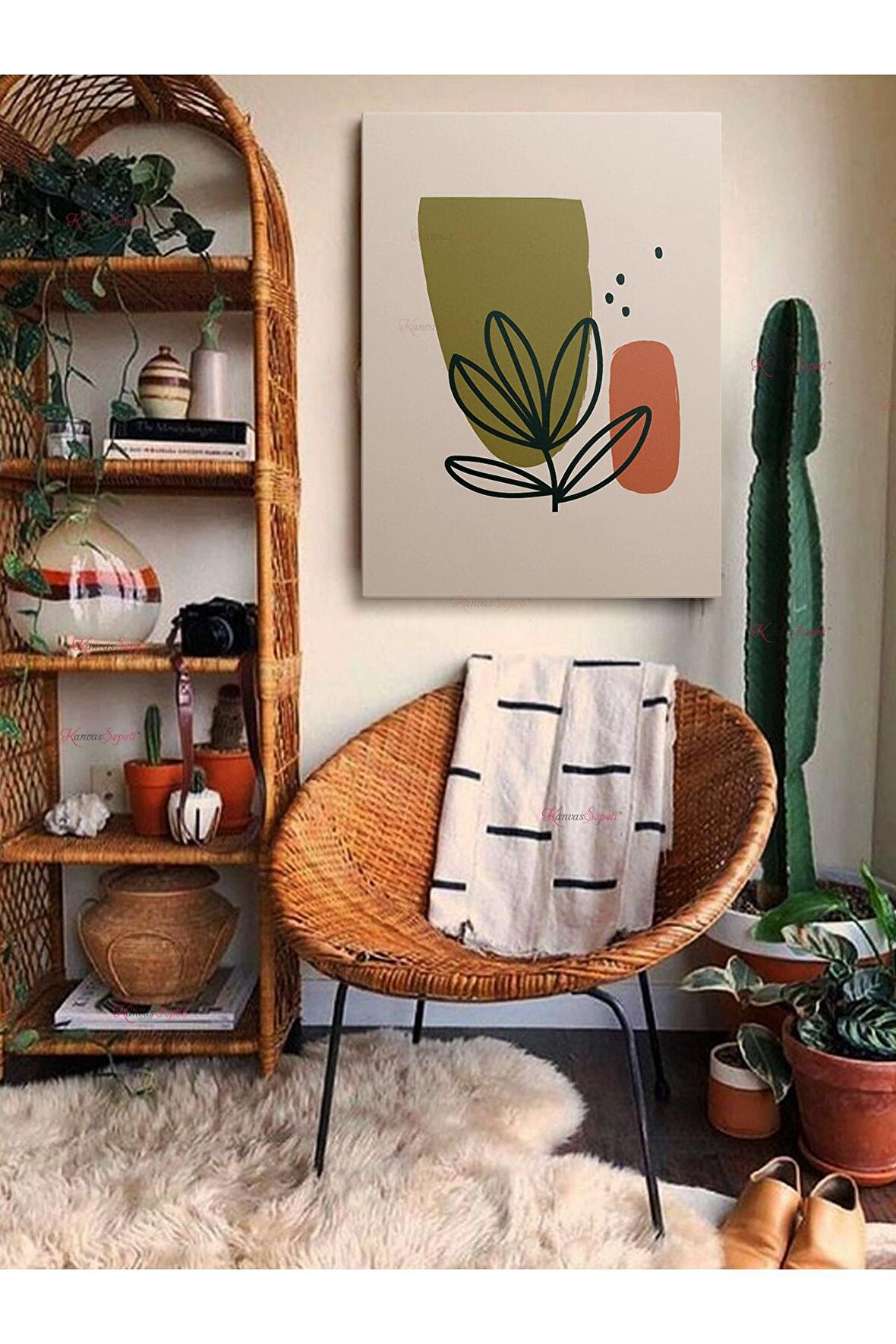 Soyut Dekoratif Vintange Retro Bohe Bohem Boho Art Vektorel Abstract Minimalist Canvas Kanvas Tablo