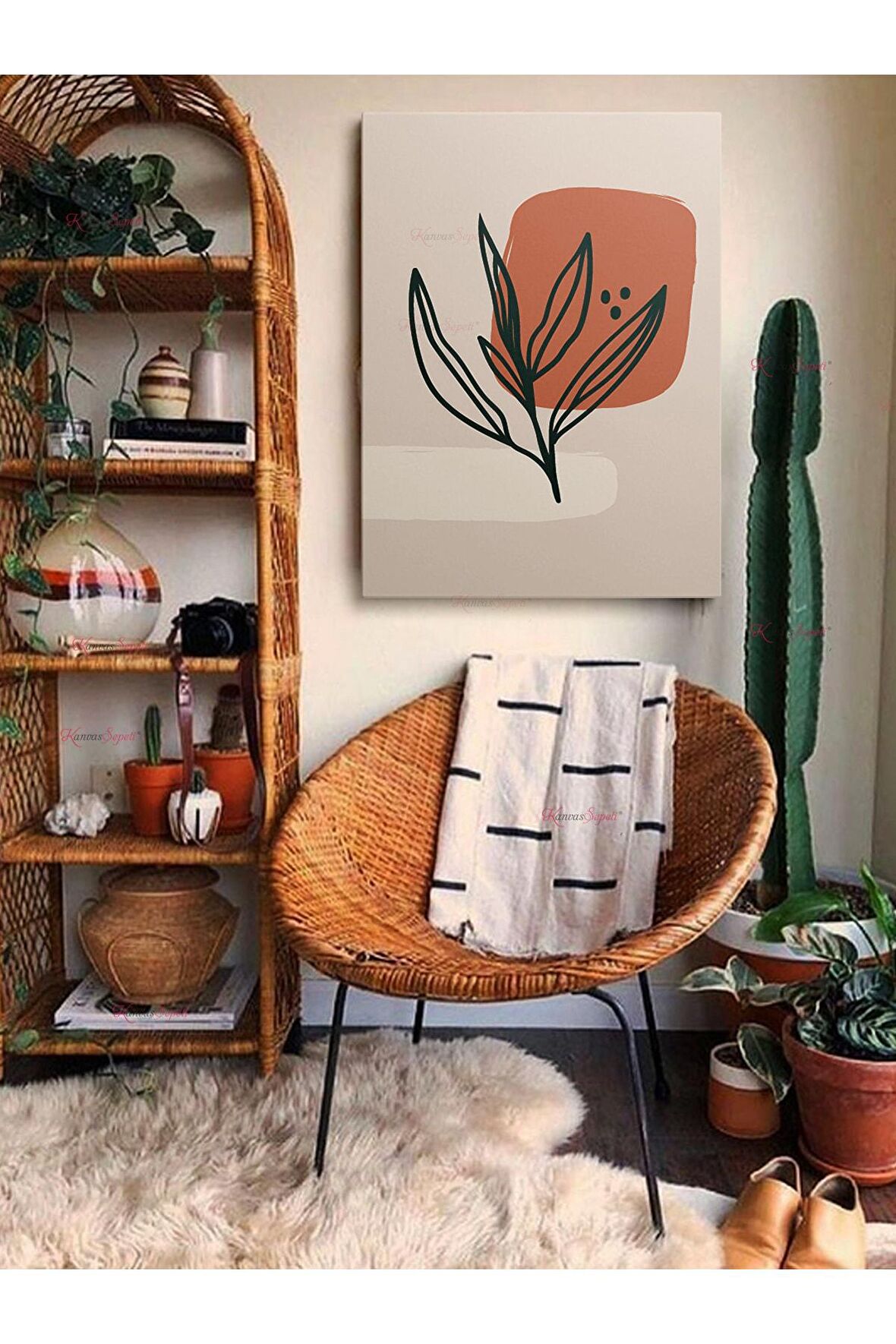 Soyut Dekoratif Vintange Retro Bohe Bohem Boho Art Vektorel Abstract Minimalist Canvas Kanvas Tablo