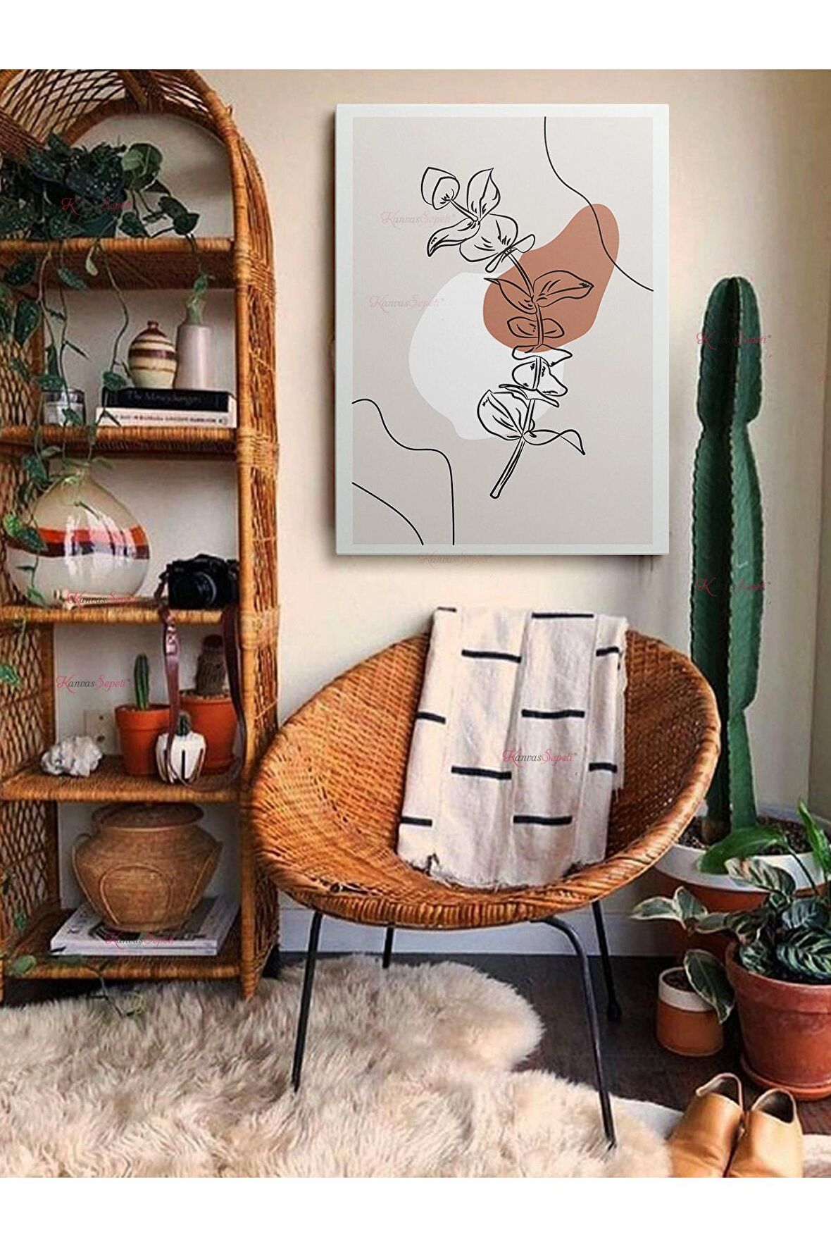 Soyut Dekoratif Vintange Retro Bohe Bohem Boho Art Vektorel Abstract Minimalist Canvas Kanvas Tablo