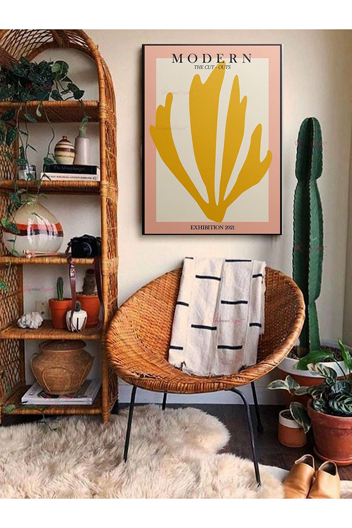 Soyut Dekoratif Vintange Retro Bohe Bohem Boho Art Vektorel Abstract Minimalist Canvas Kanvas Tablo