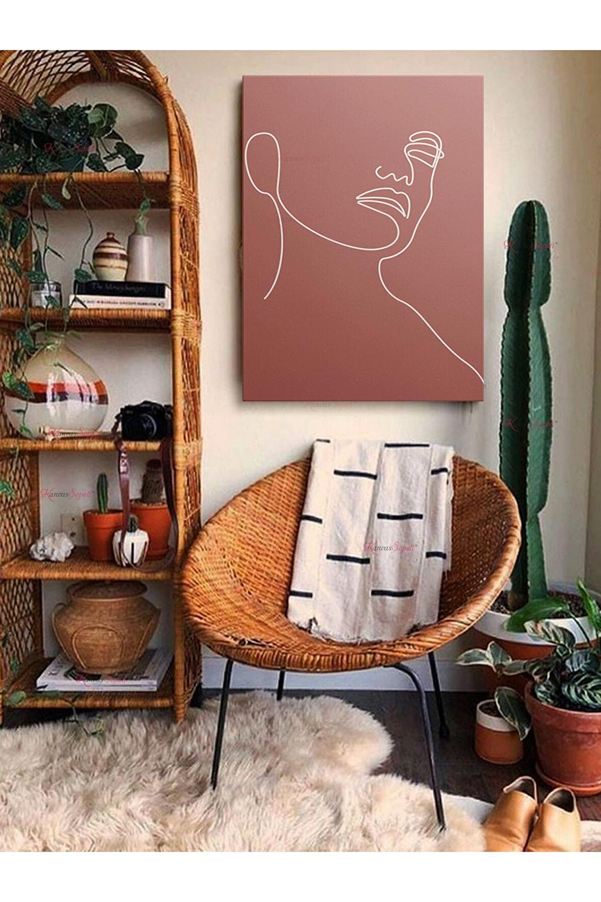 Soyut Dekoratif Vintange Retro Bohe Bohem Boho Art Vektorel Abstract Minimalist Canvas Kanvas Tablo