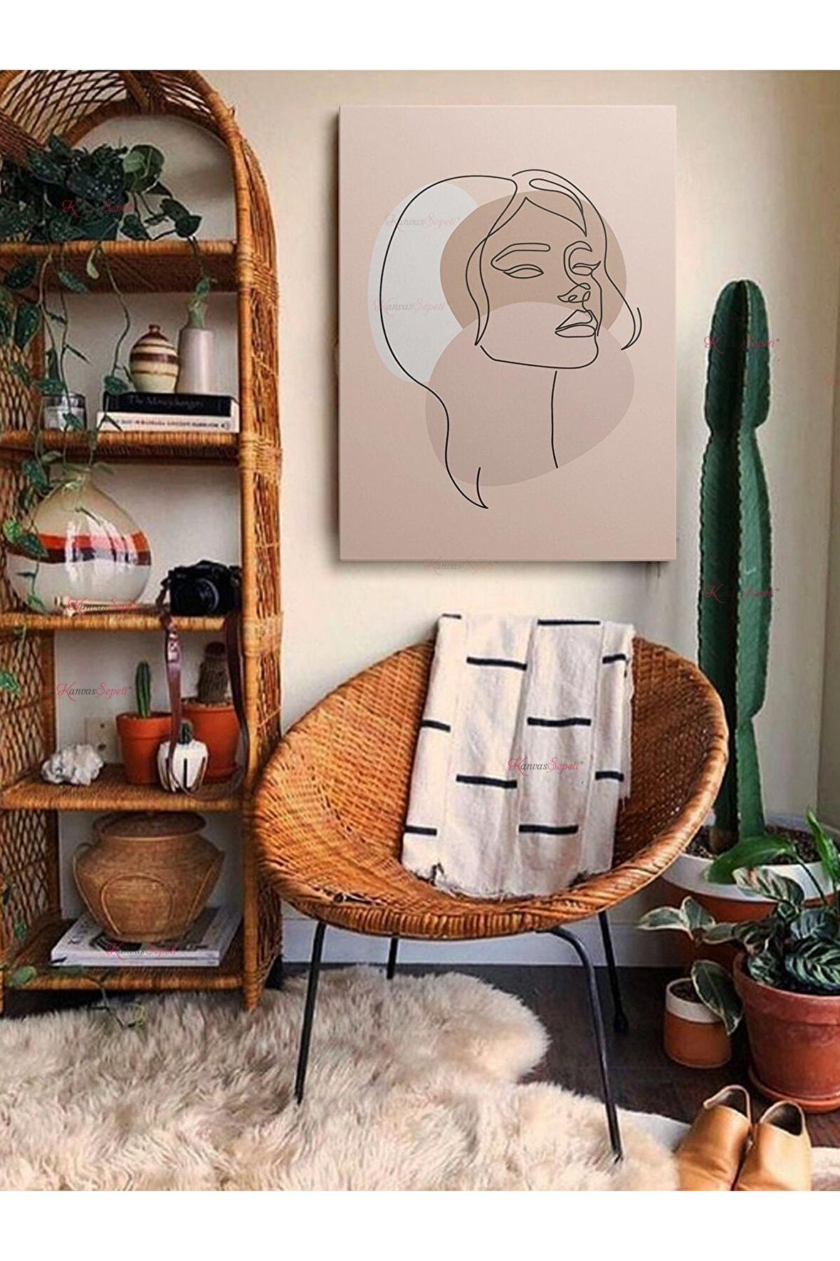 Soyut Dekoratif Vintange Retro Bohe Bohem Boho Art Vektorel Abstract Minimalist Canvas Kanvas Tablo