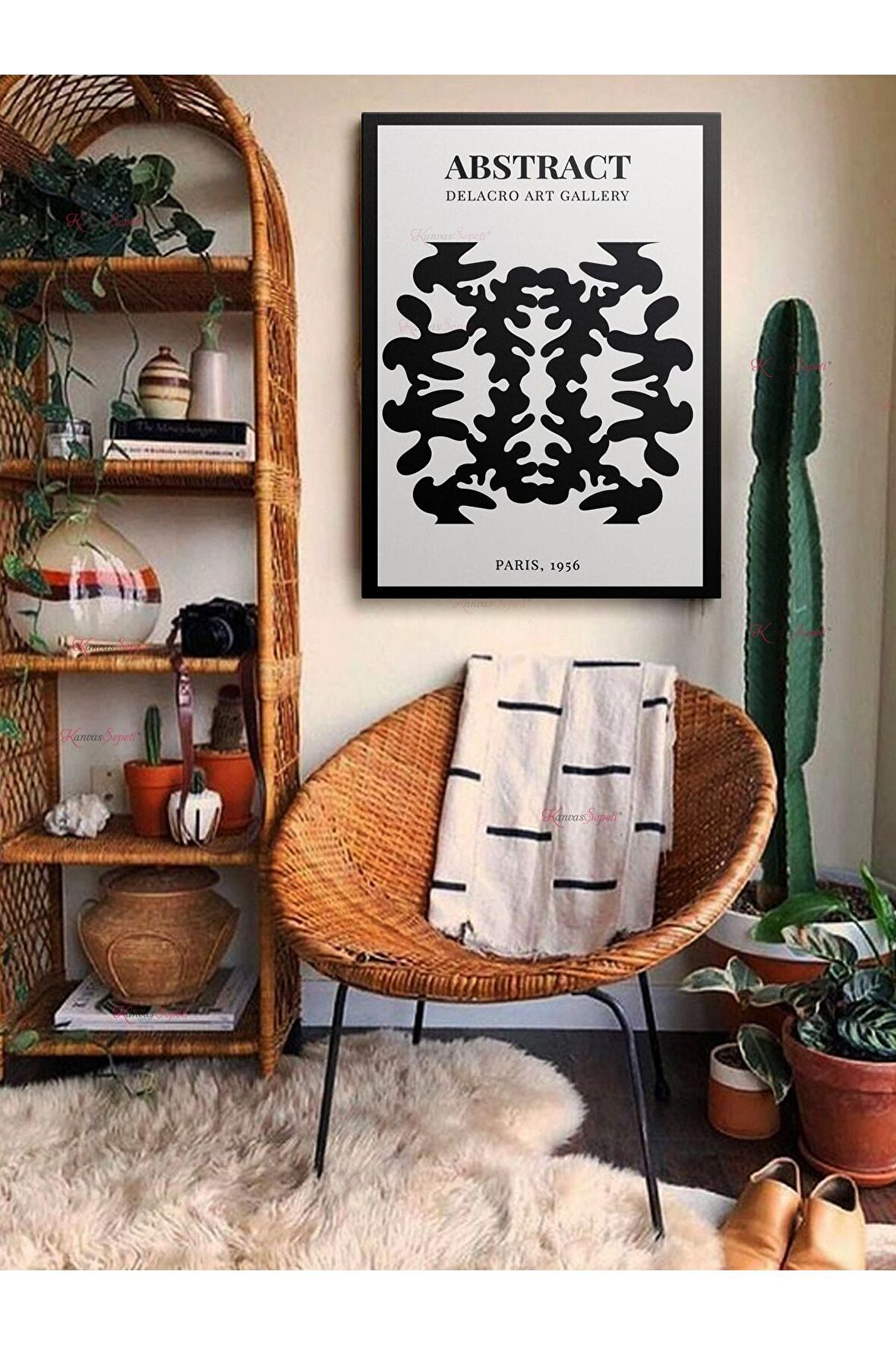 Soyut Dekoratif Vintange Retro Bohe Bohem Boho Art Vektorel Abstract Minimalist Canvas Kanvas Tablo