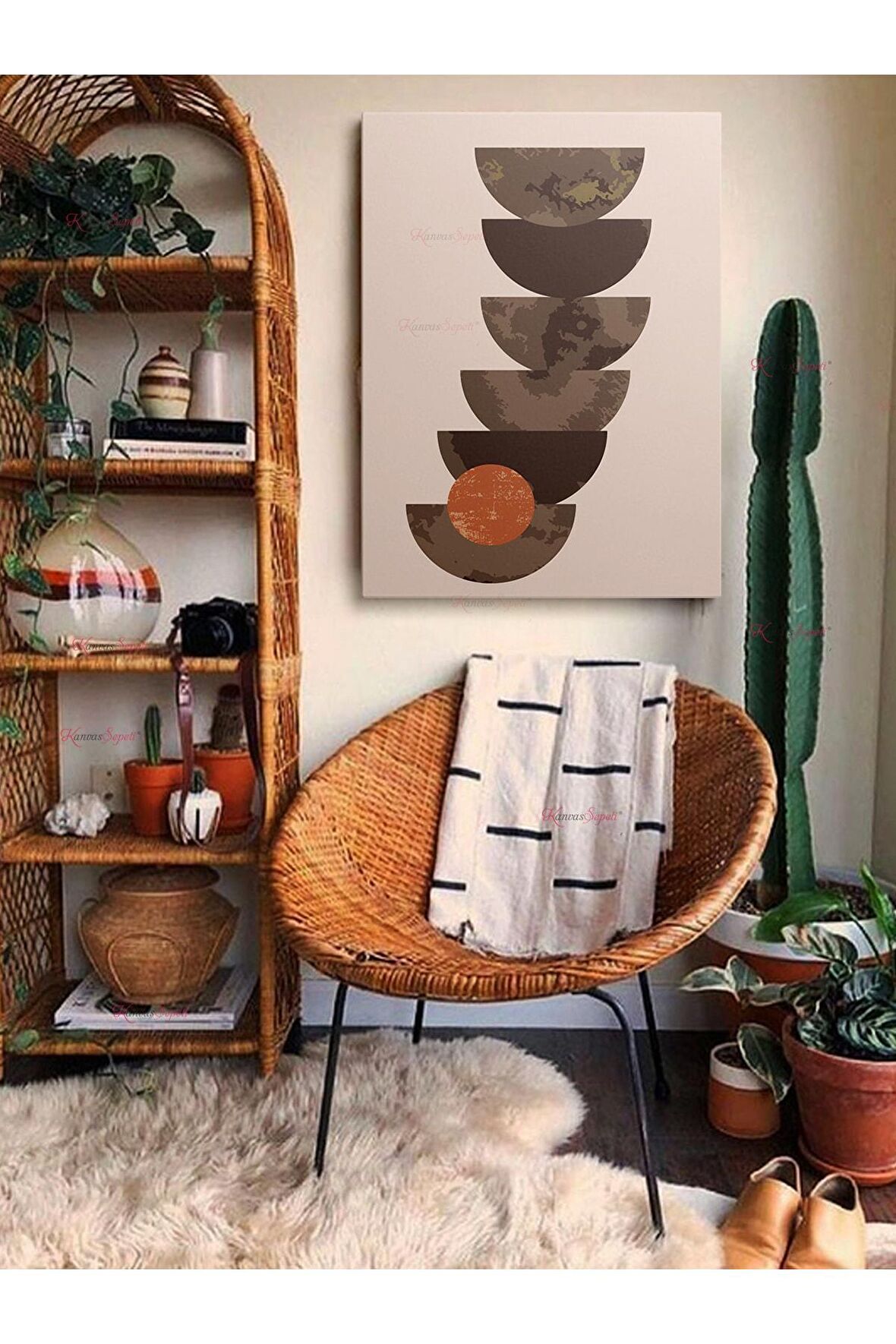 Soyut Dekoratif Vintange Retro Bohe Bohem Boho Art Vektorel Abstract Minimalist Canvas Kanvas Tablo