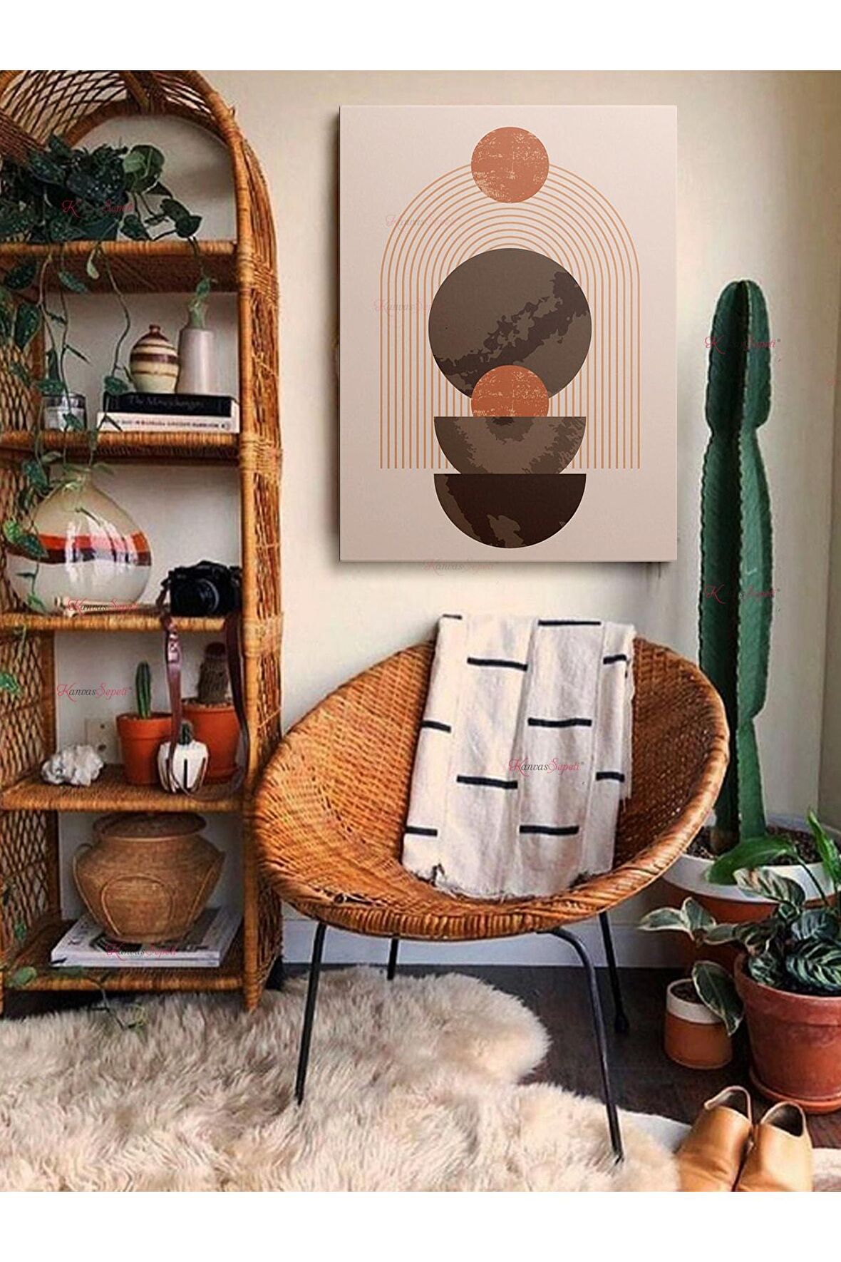 Soyut Dekoratif Vintange Retro Bohe Bohem Boho Art Vektorel Abstract Minimalist Canvas Kanvas Tablo