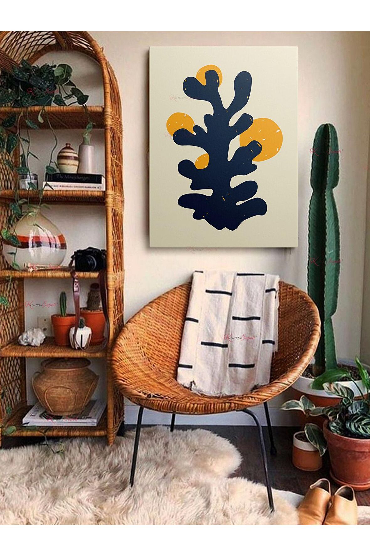 Soyut Dekoratif Vintange Retro Bohe Bohem Boho Art Vektorel Abstract Minimalist Canvas Kanvas Tablo