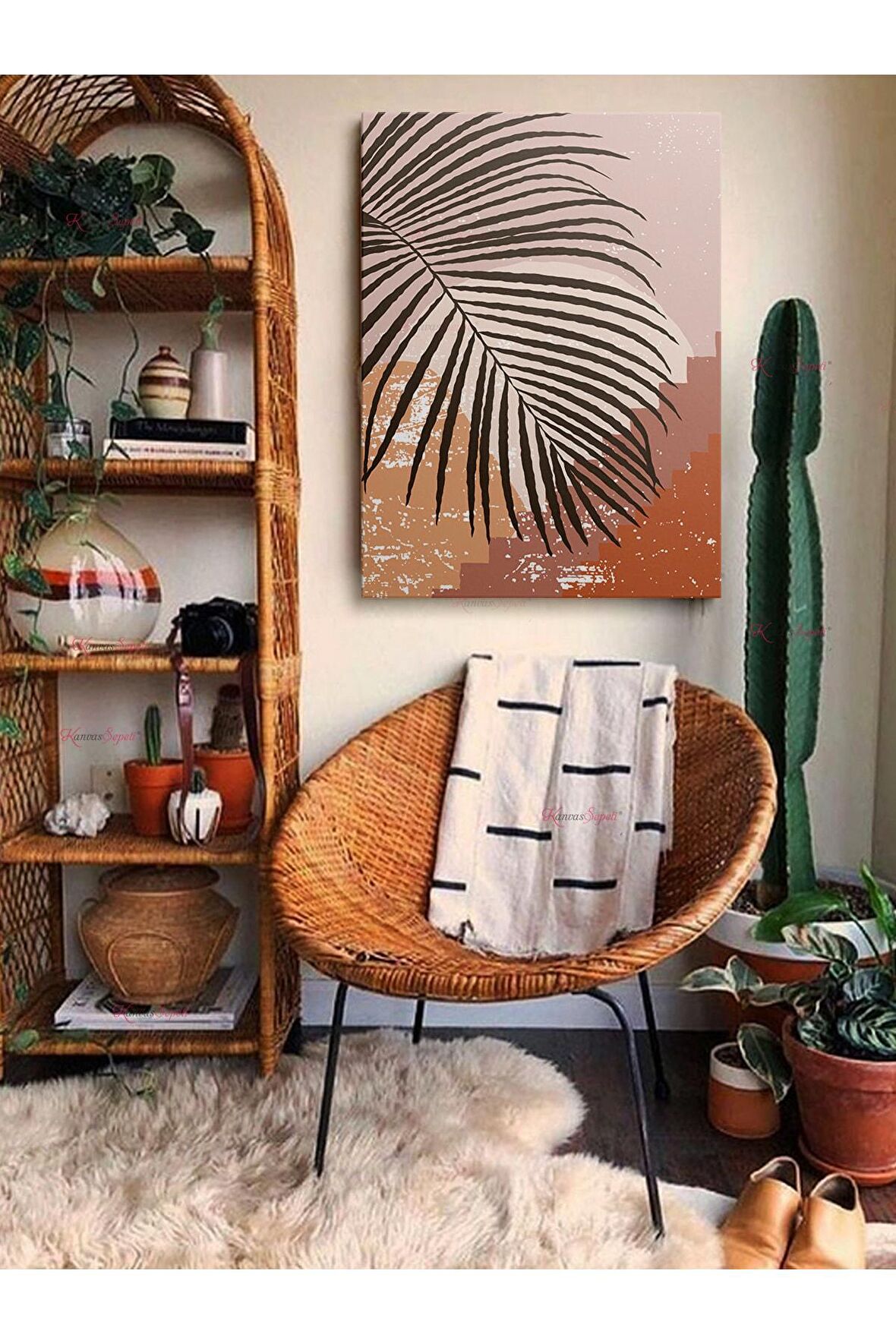 Soyut Dekoratif Vintange Retro Bohe Bohem Boho Art Vektorel Abstract Minimalist Canvas Kanvas Tablo