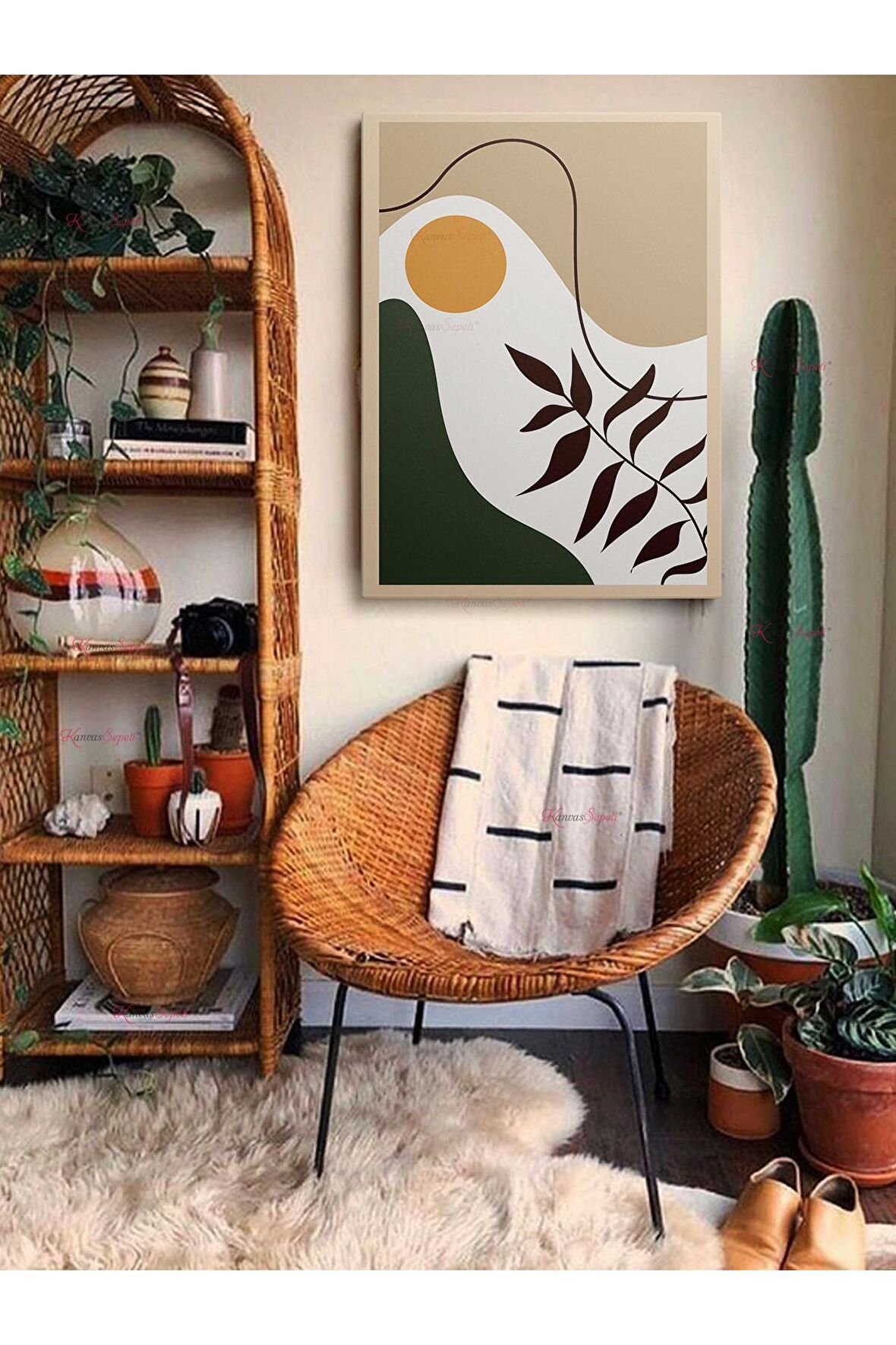 Soyut Dekoratif Vintange Retro Bohe Bohem Boho Art Vektorel Abstract Minimalist Canvas Kanvas Tablo