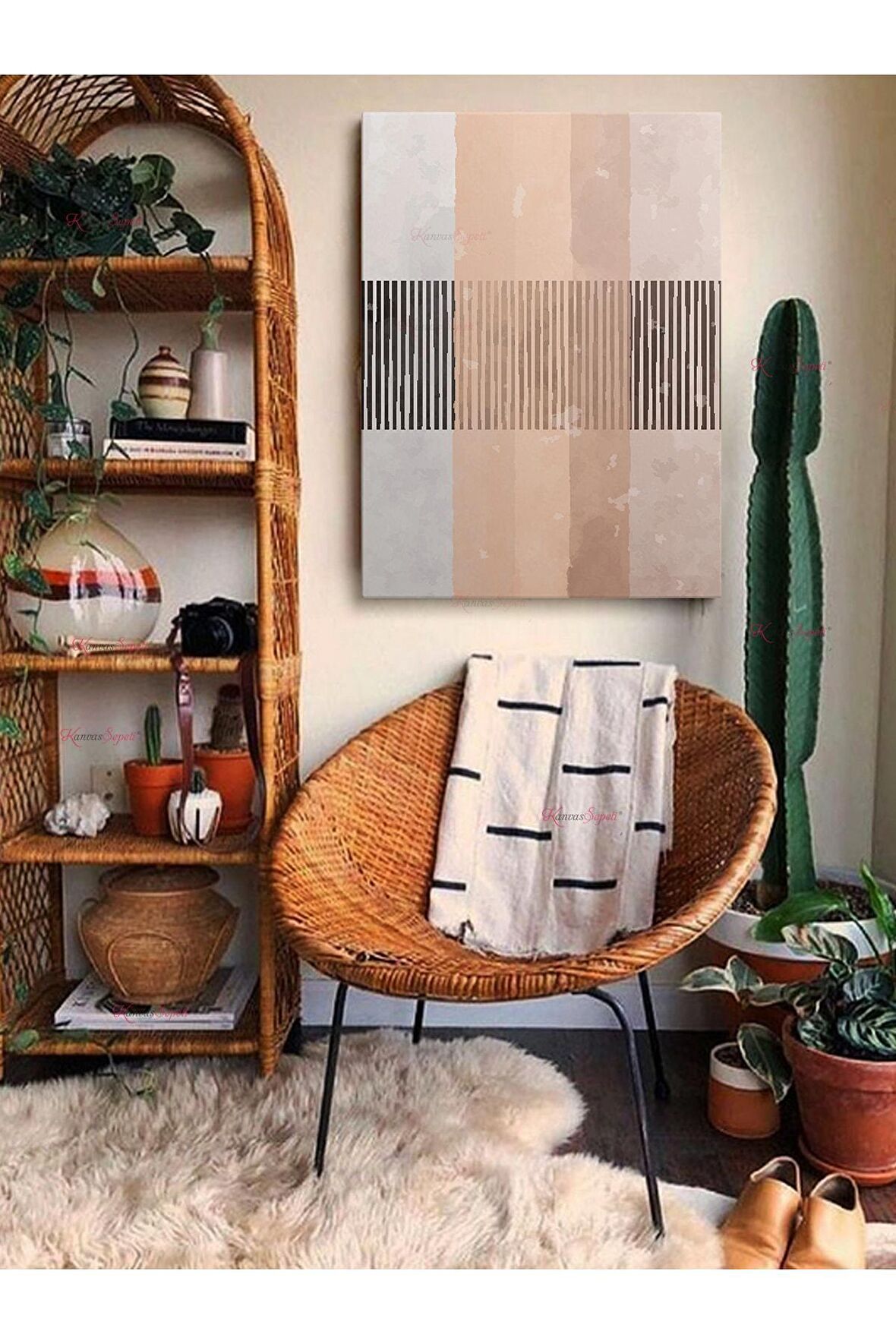 Soyut Dekoratif Vintange Retro Bohe Bohem Boho Art Vektorel Abstract Minimalist Canvas Kanvas Tablo
