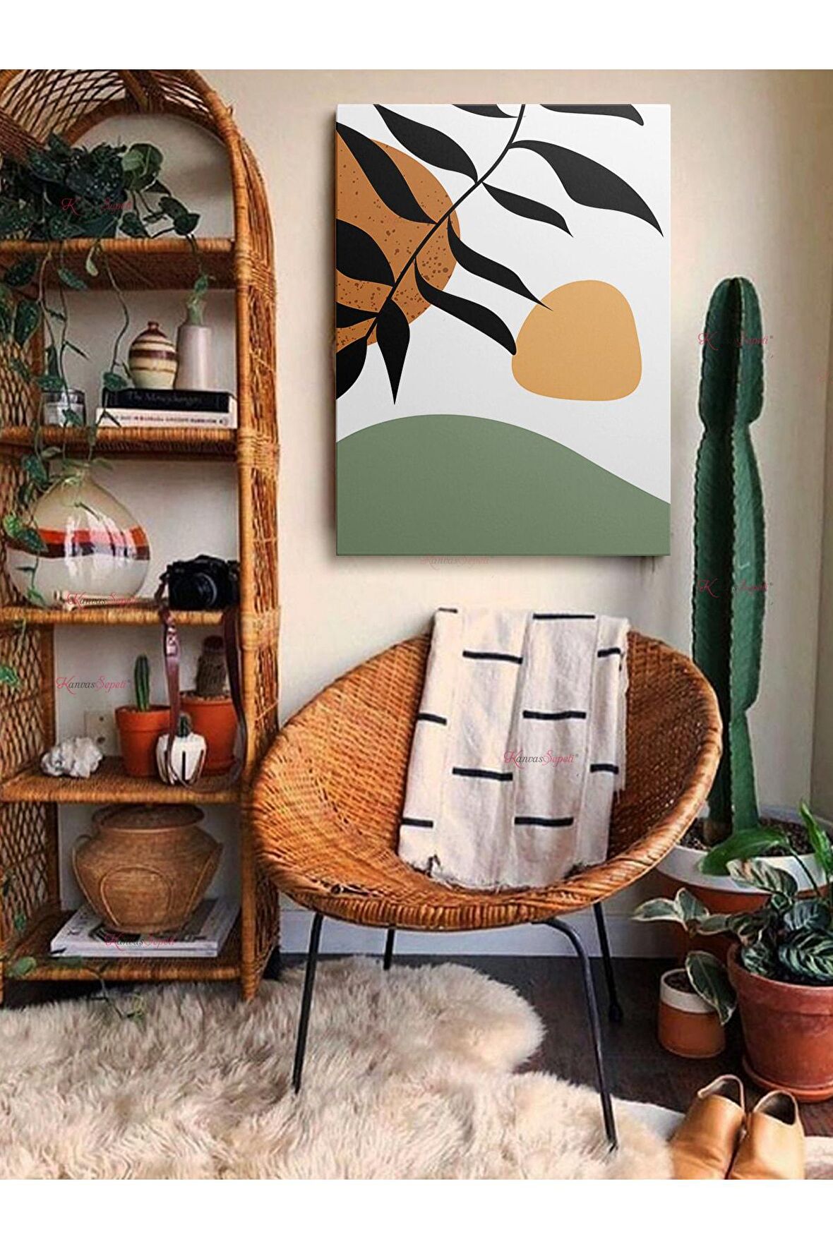 Soyut Dekoratif Vintange Retro Bohe Bohem Boho Art Vektorel Abstract Minimalist Canvas Kanvas Tablo