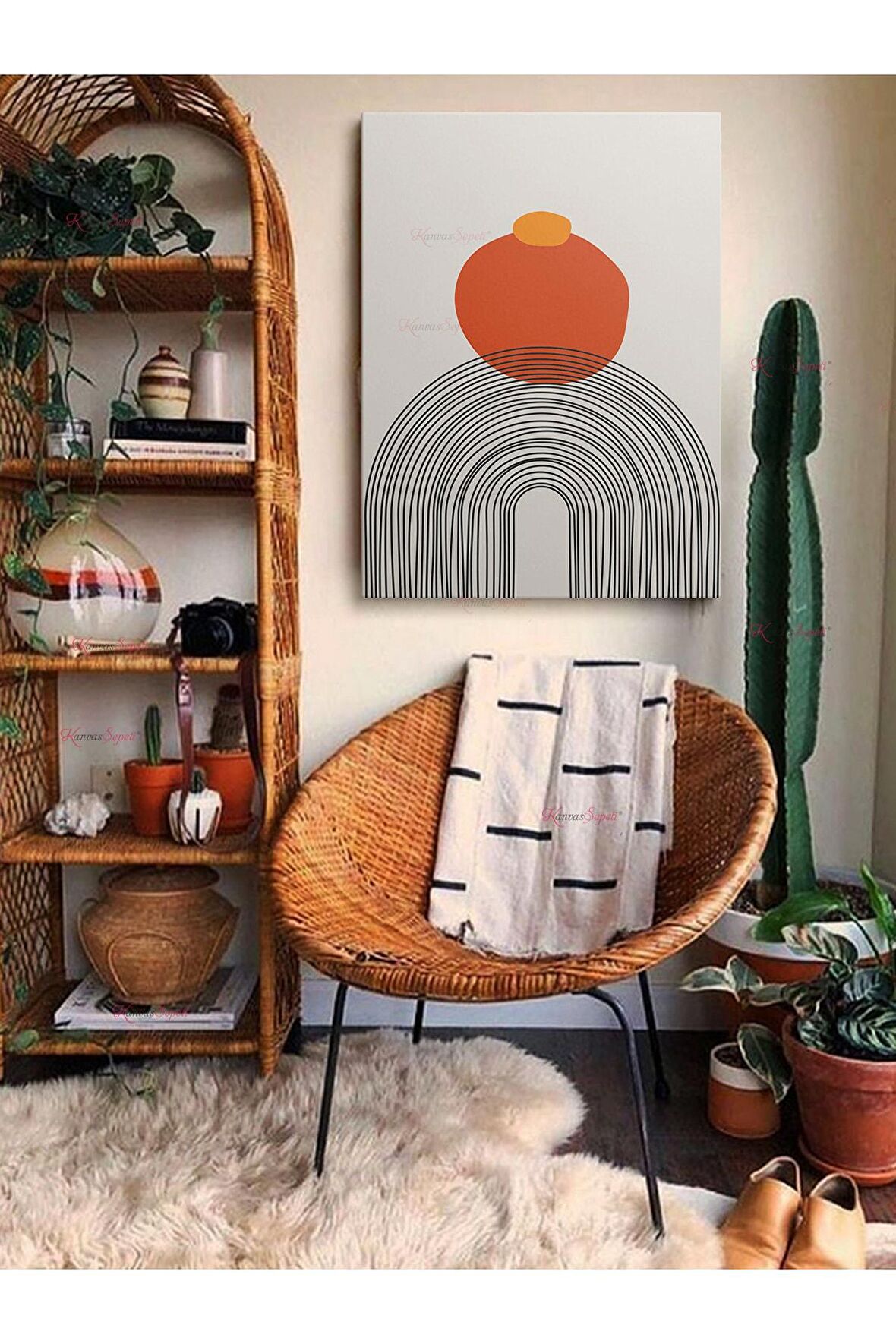 Soyut Dekoratif Vintange Retro Bohe Bohem Boho Art Vektorel Abstract Minimalist Canvas Kanvas Tablo