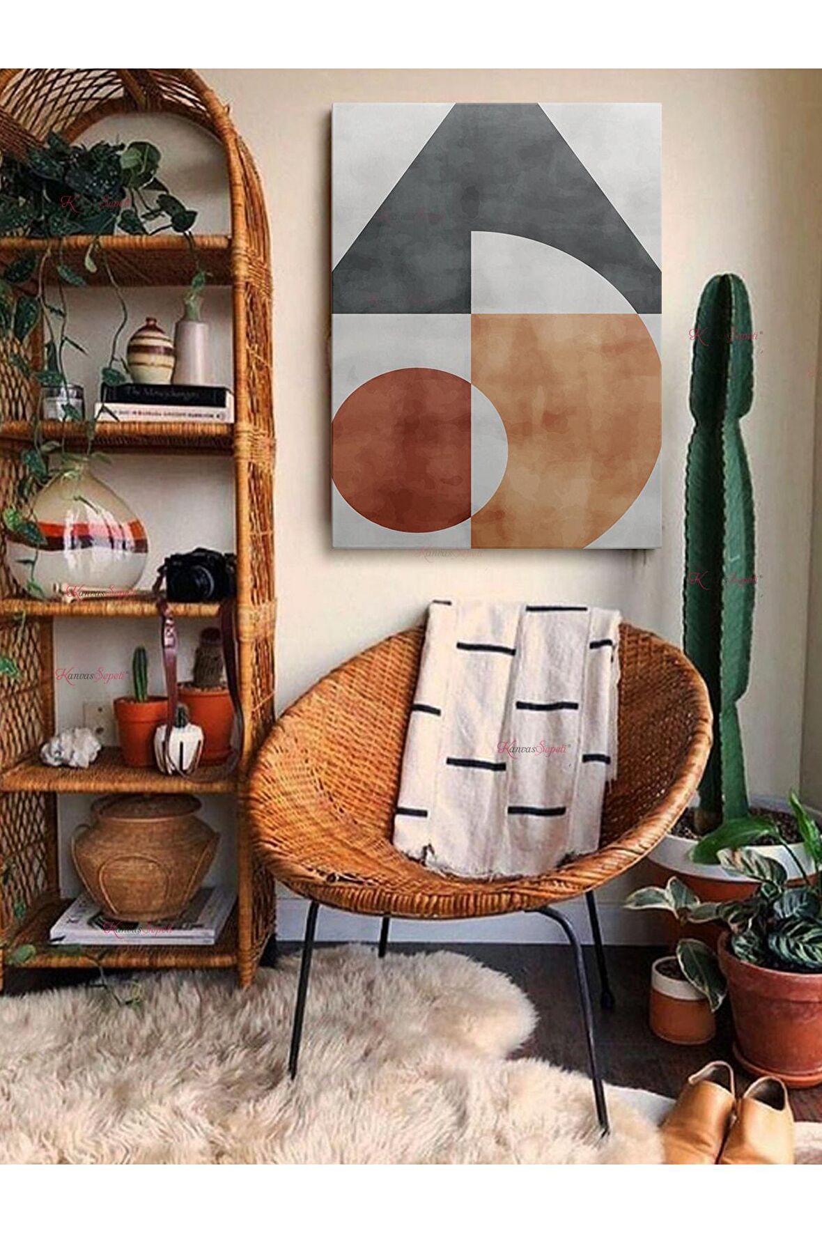 Soyut Dekoratif Vintange Retro Bohe Bohem Boho Art Vektorel Abstract Minimalist Canvas Kanvas Tablo