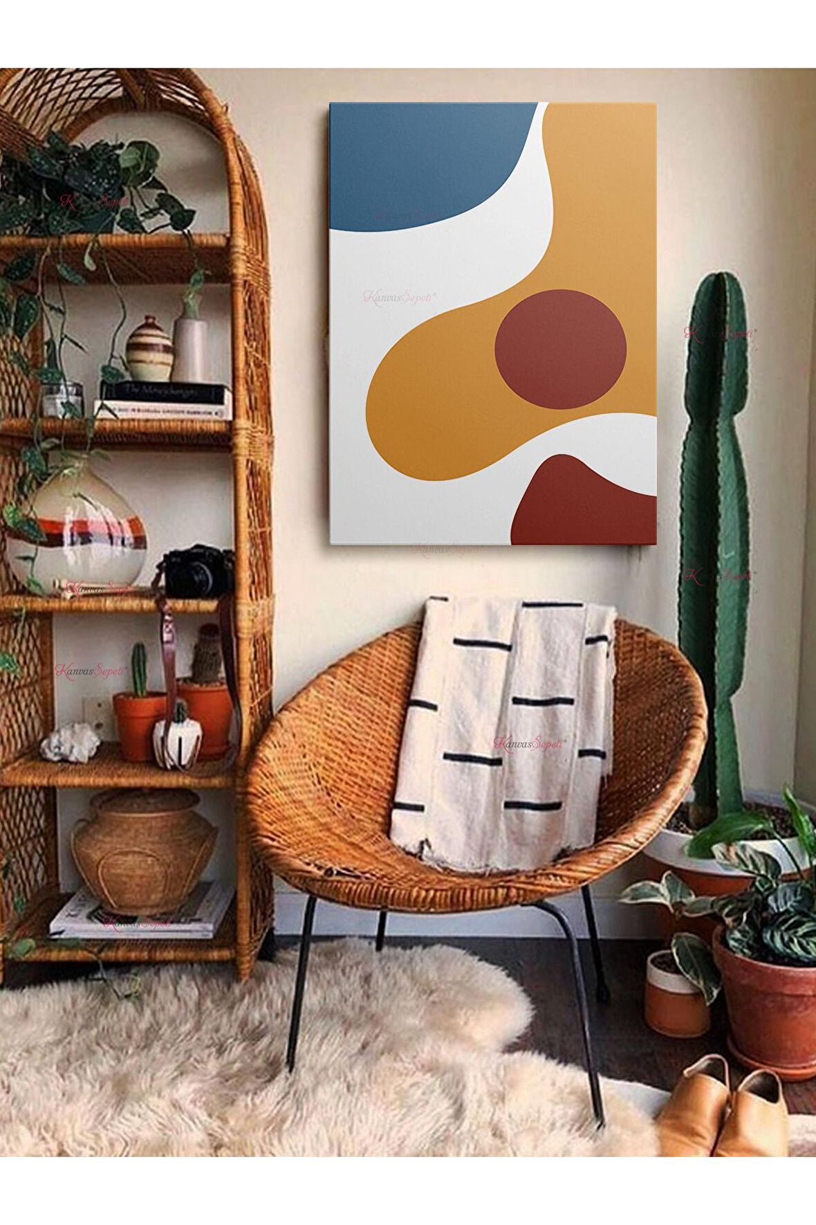 Soyut Dekoratif Vintange Retro Bohe Bohem Boho Art Vektorel Abstract Minimalist Canvas Kanvas Tablo