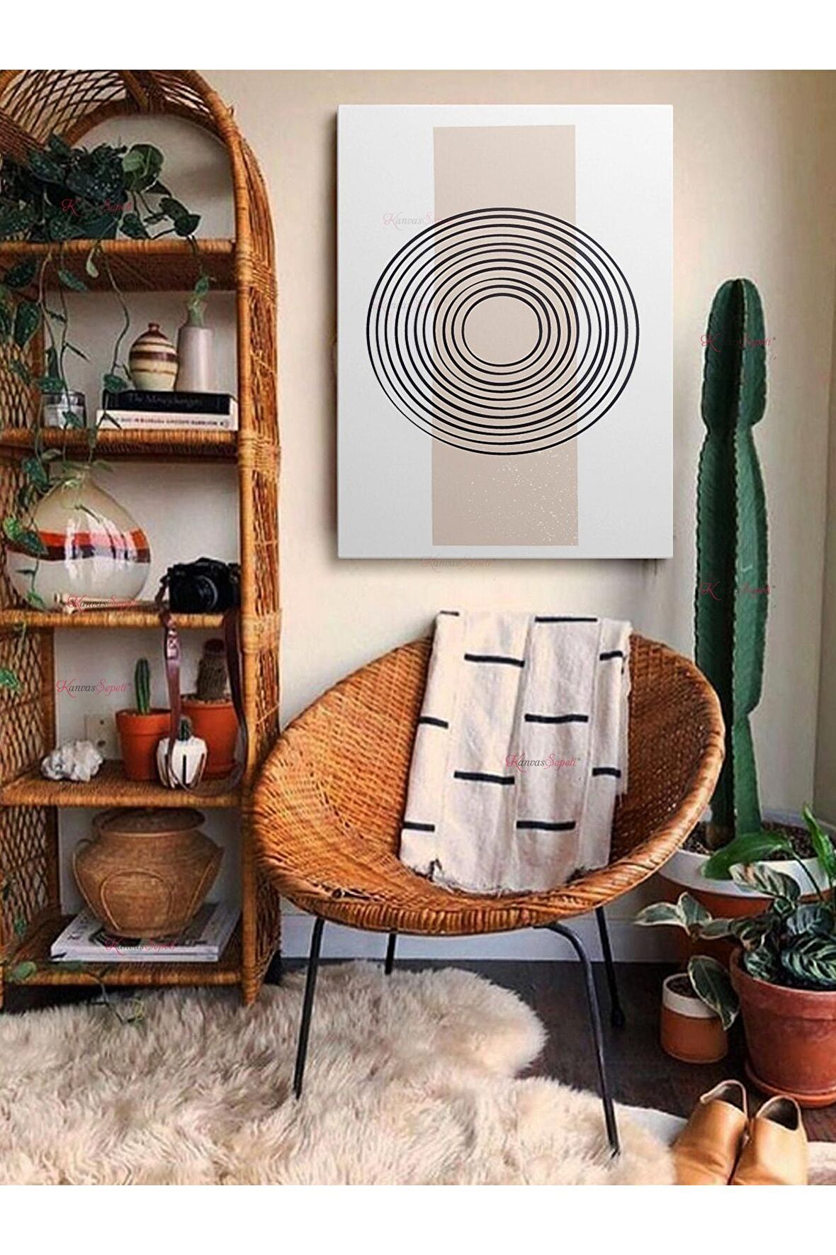 Soyut Dekoratif Vintange Retro Bohe Bohem Boho Art Vektorel Abstract Minimalist Canvas Kanvas Tablo