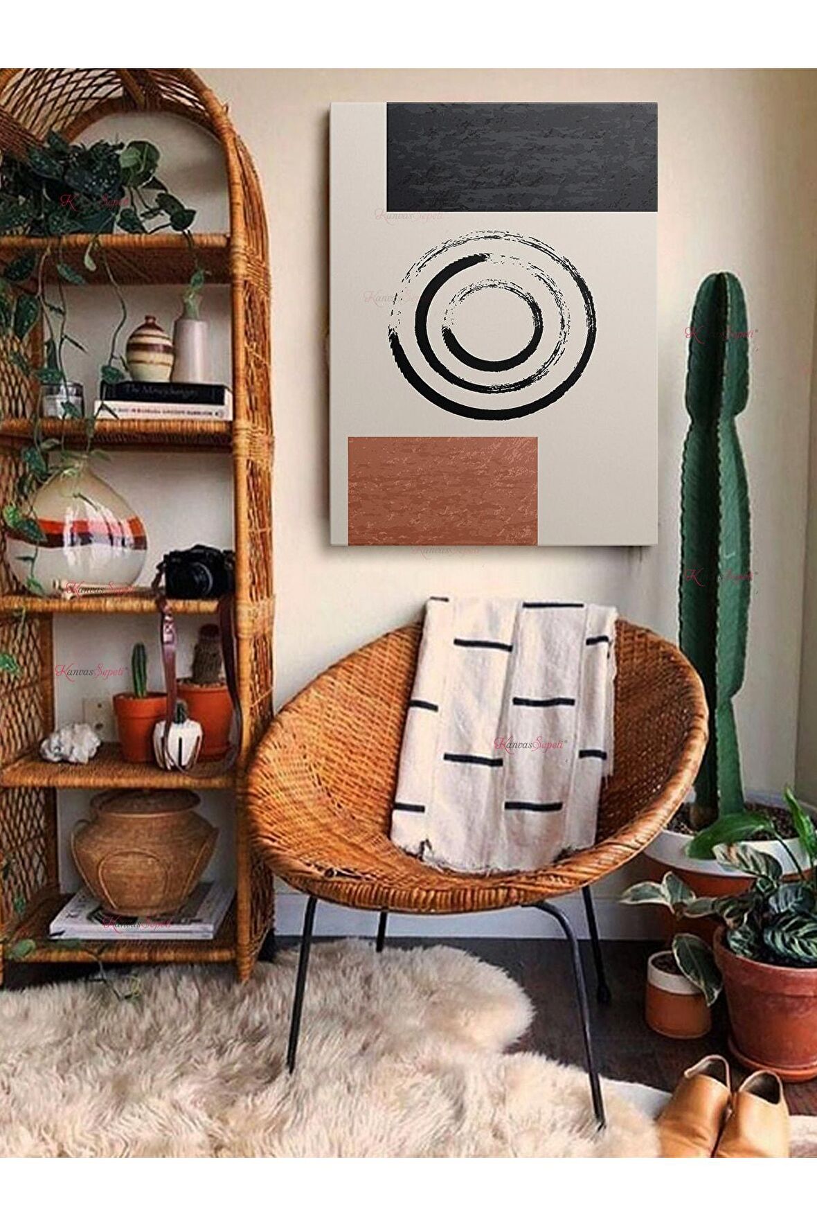 Soyut Dekoratif Vintange Retro Bohe Bohem Boho Art Vektorel Abstract Minimalist Canvas Kanvas Tablo