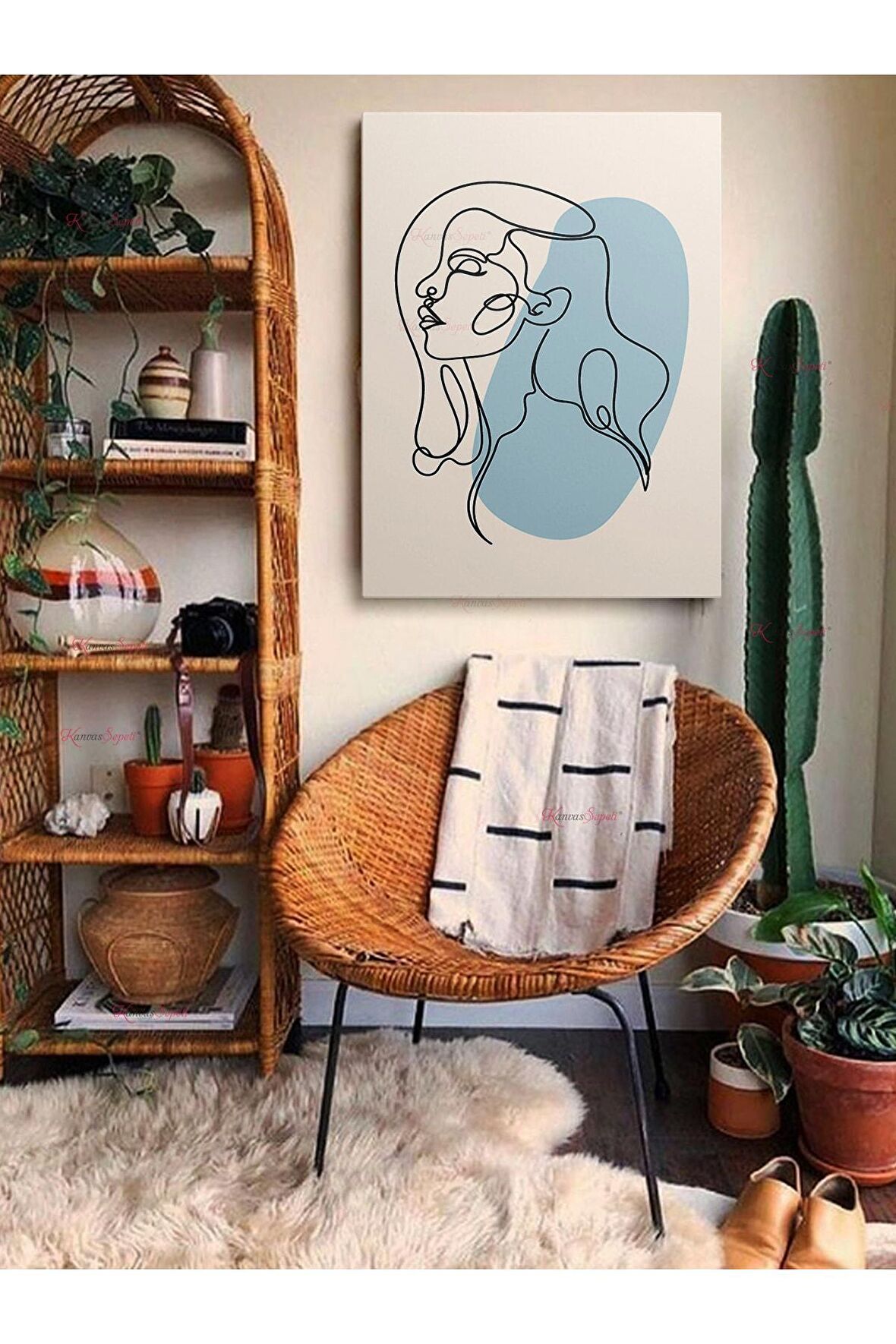 Soyut Dekoratif Vintange Retro Bohe Bohem Boho Art Vektorel Abstract Minimalist Canvas Kanvas Tablo