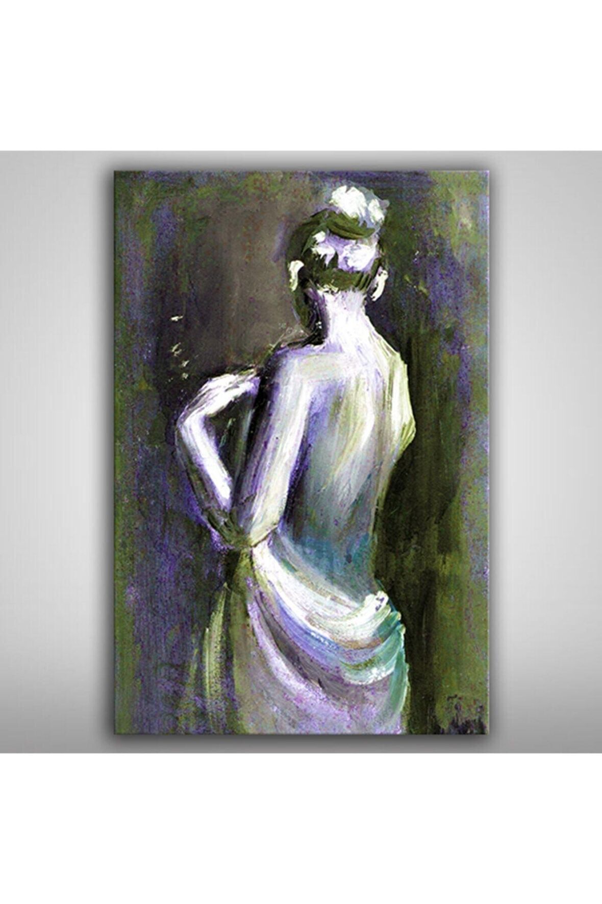 Siyah Beyaz Kadın Yağlı Boya Görünümlü Kanvas Tablo