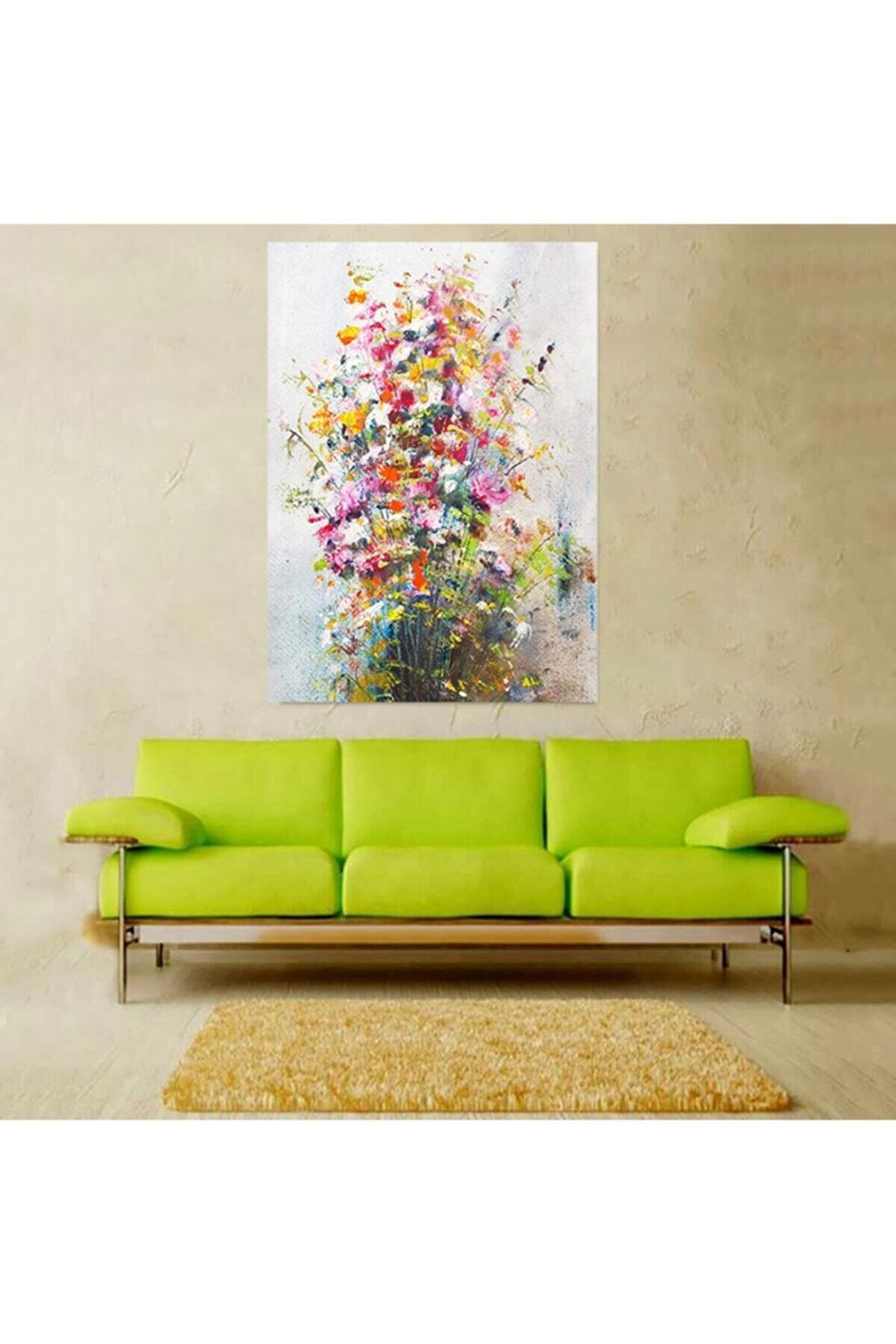 Yağlı Boya Görünümlü Dekoratif Çiçek Kanvas Kanvas Canvas Tablo