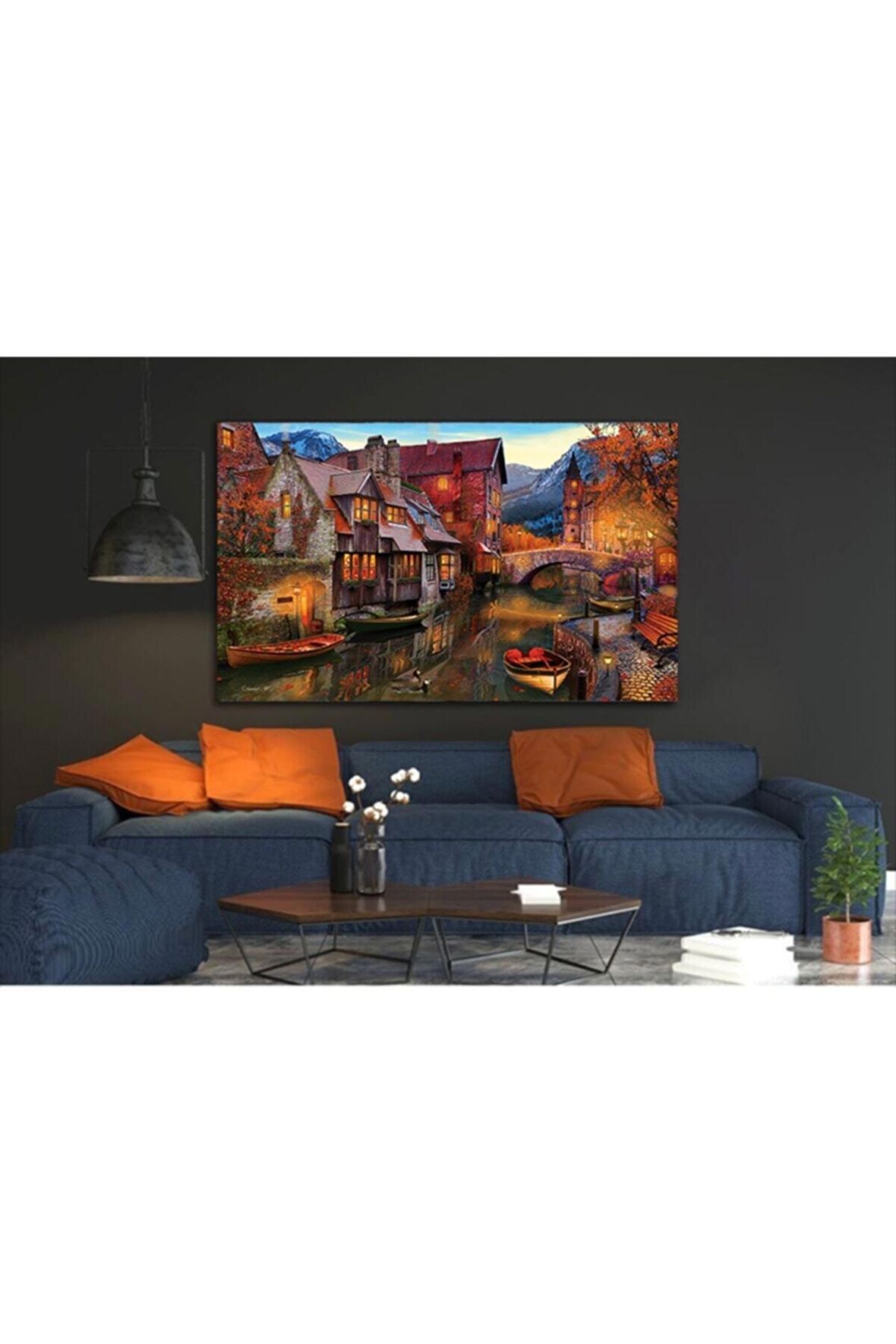 Göl Evleri Manzara Kanvas Kanvas Canvas Tablo