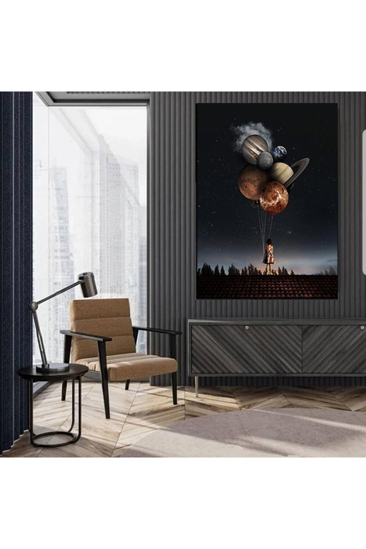 Gezegenler Kanvas Gülen Tablo