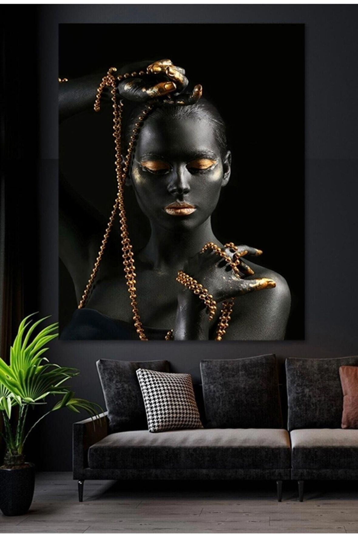Zincirli Modern Afrikalı Kadın Kanvas Kanvas Canvas Tablo