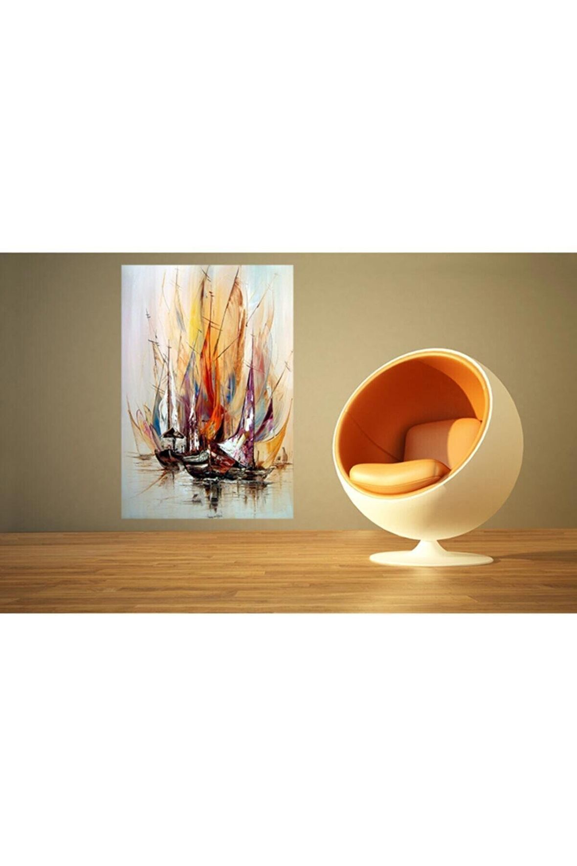 Renkli Yelkenliler Kanvas Gülen Tablo