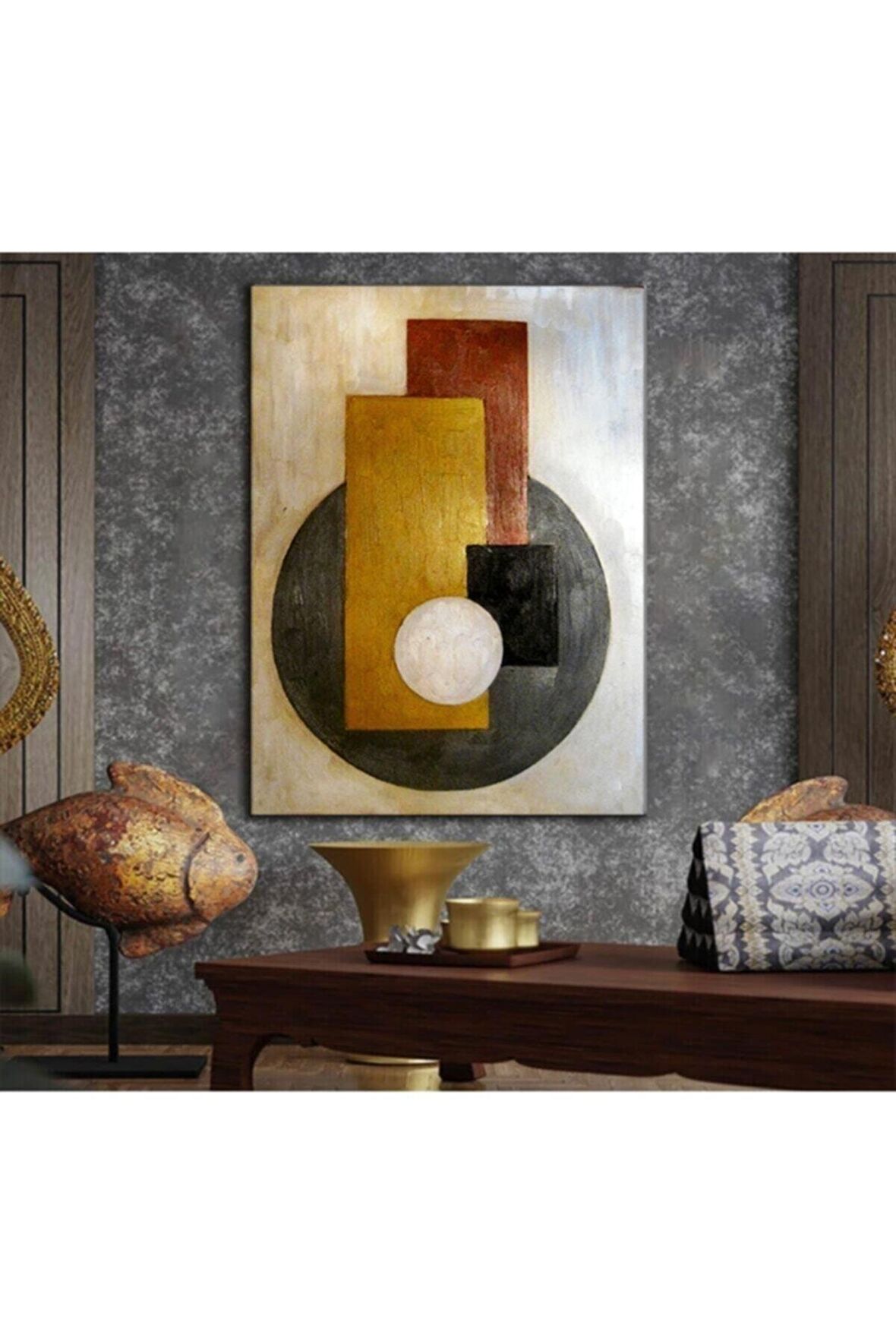 Şekilsel Soyut Kanvas Gülen Tablo