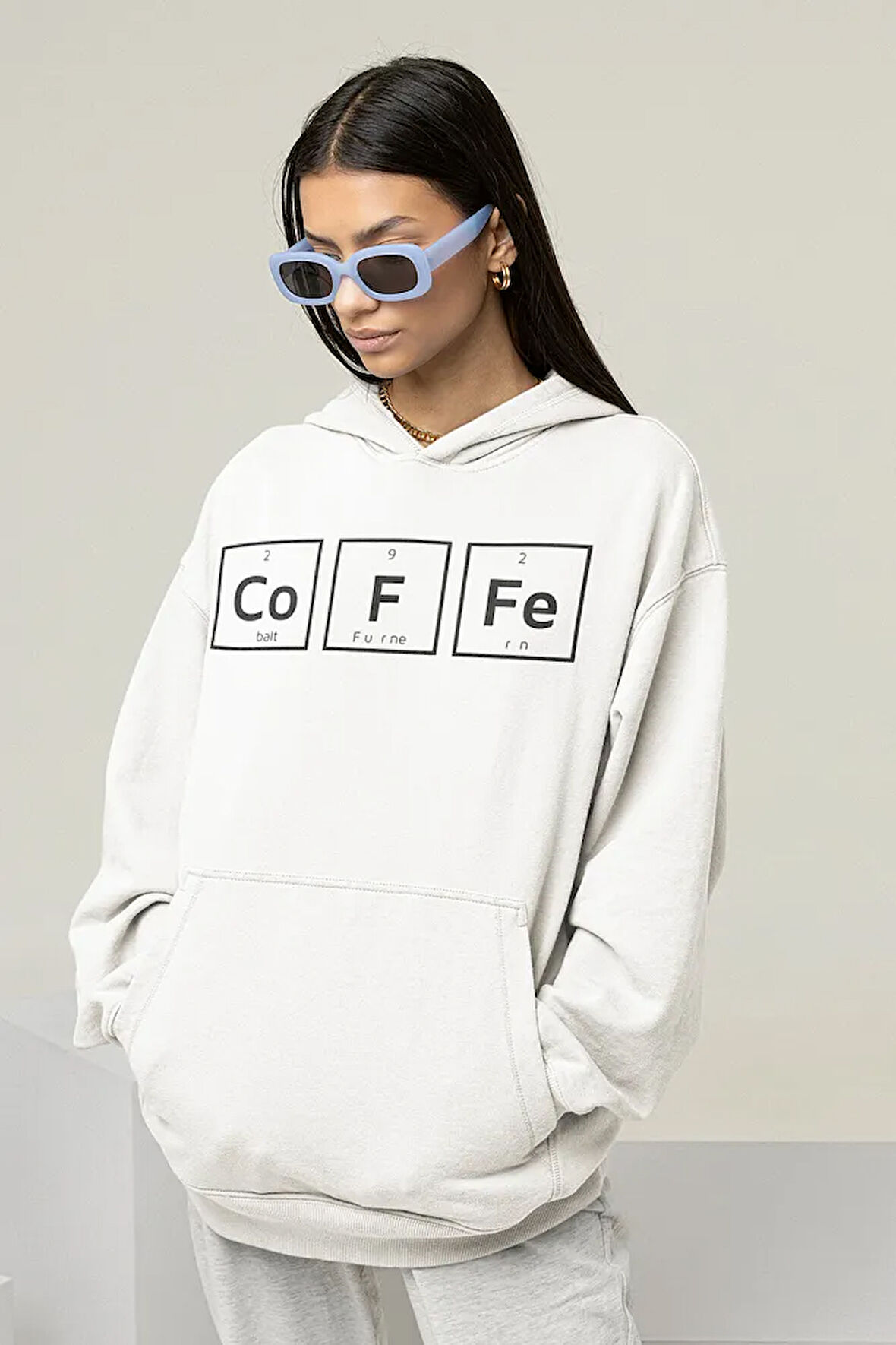 Coffe Yazılı Unisex Oversize Tasarım Hoodie