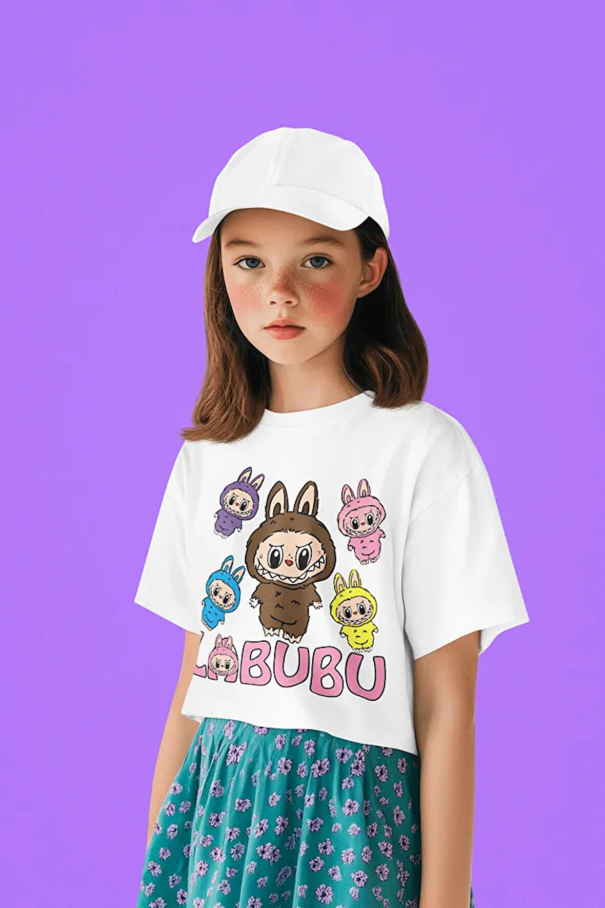 Tasarım Labubu Baskılı Unisex Çizgi Film Çocuk Tişört (1-12 Yaş)