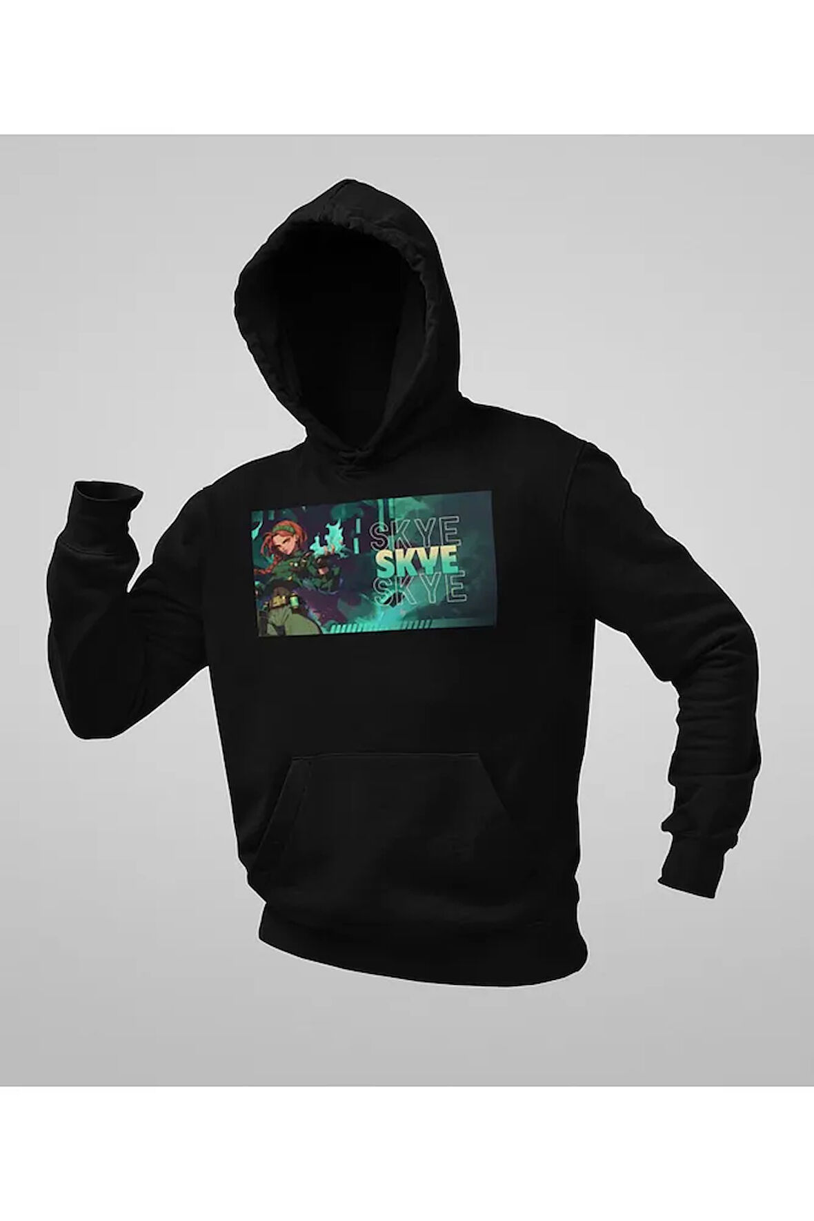 Skye Baskılı Unisex Oversize Valoorant Hoodie