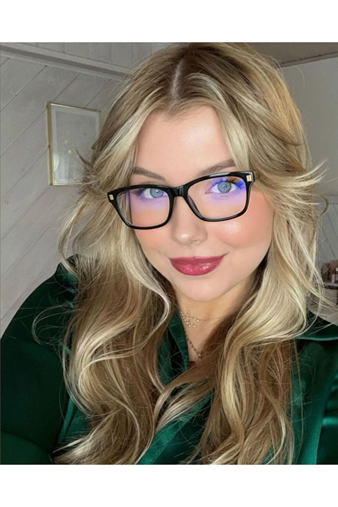 Kona Siyah Dikdörtgen Unisex Kadın Erkek Mavi Işık korumalı Gözlük