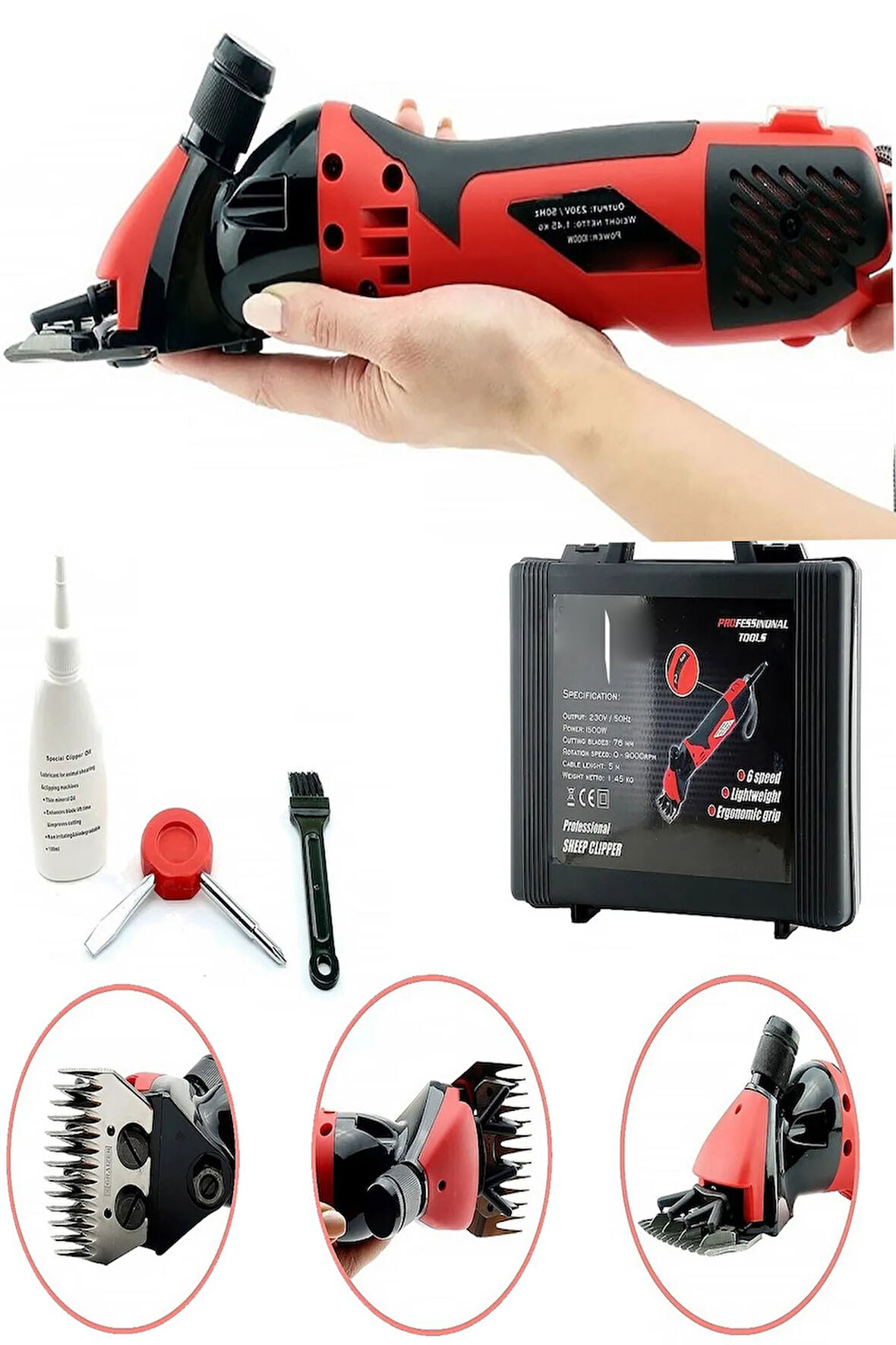 Alman Design 3900 Watt Çift Metal Şanzuman Koyun Keçi Kirkma Kirpma Makinesi Isınma Yapmaz.bhd