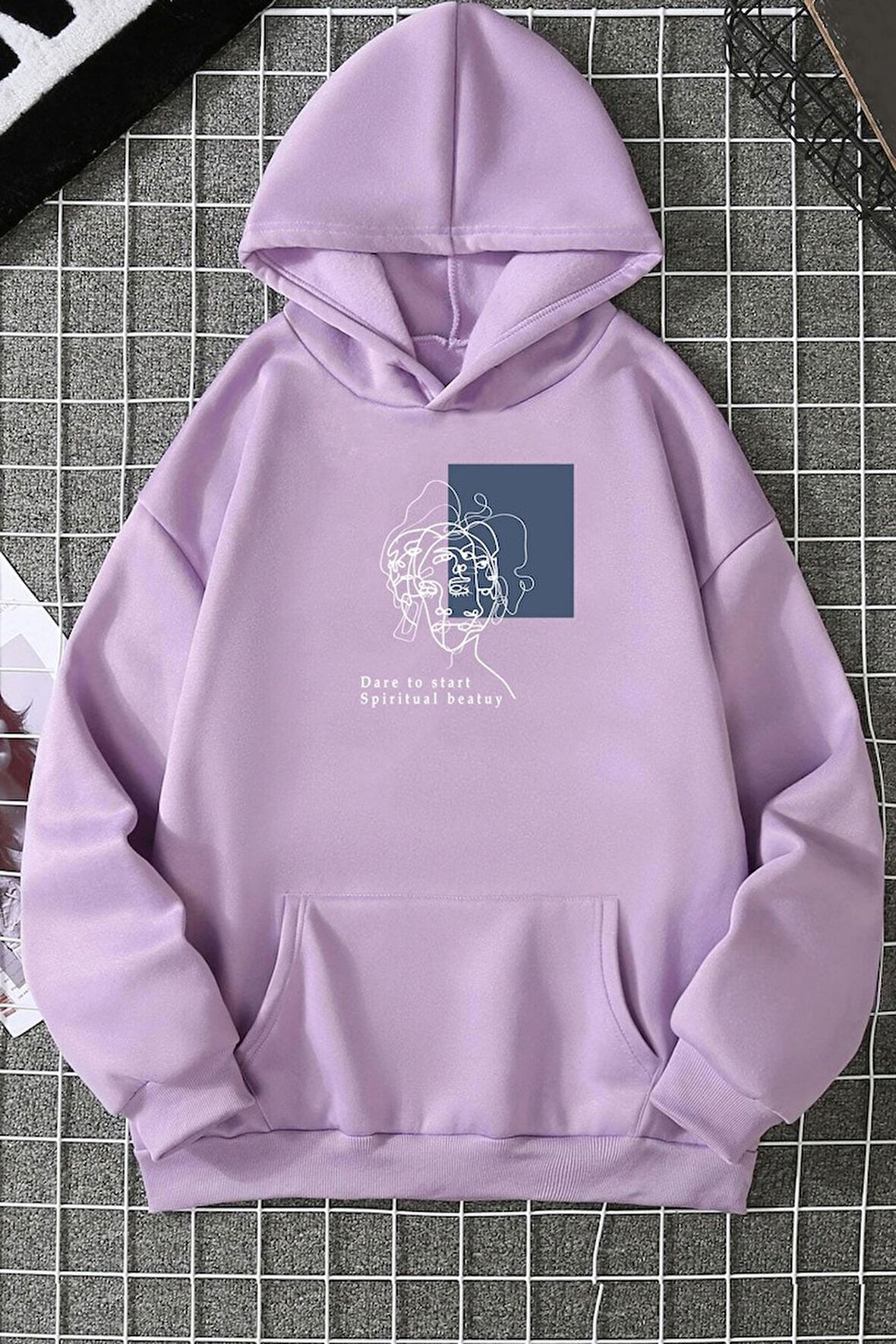 Uyguntarz Unisex Minimal line drawing Baskılı Sweatshirt