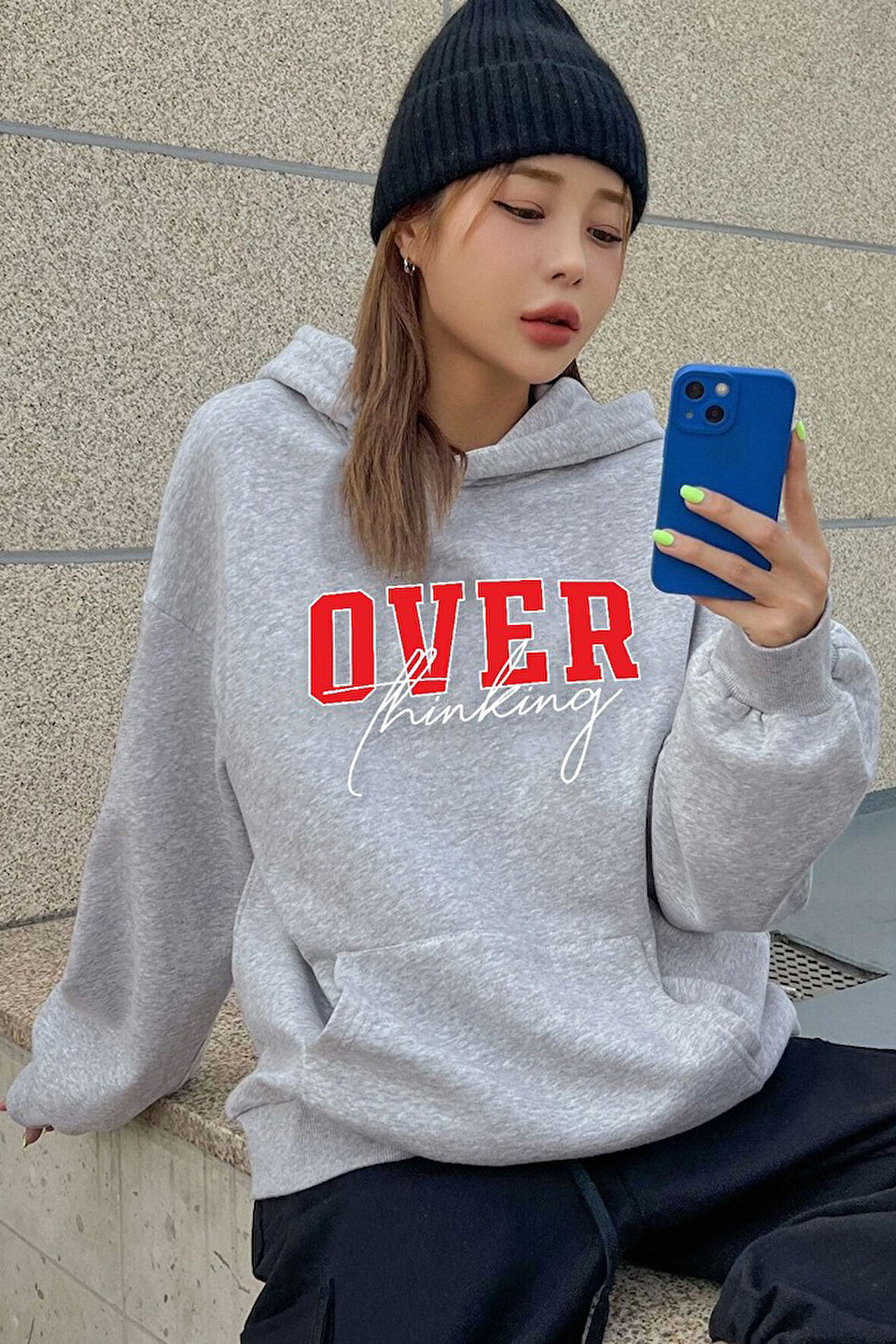 Unisex Over Thinking Baskılı Sweatshirt