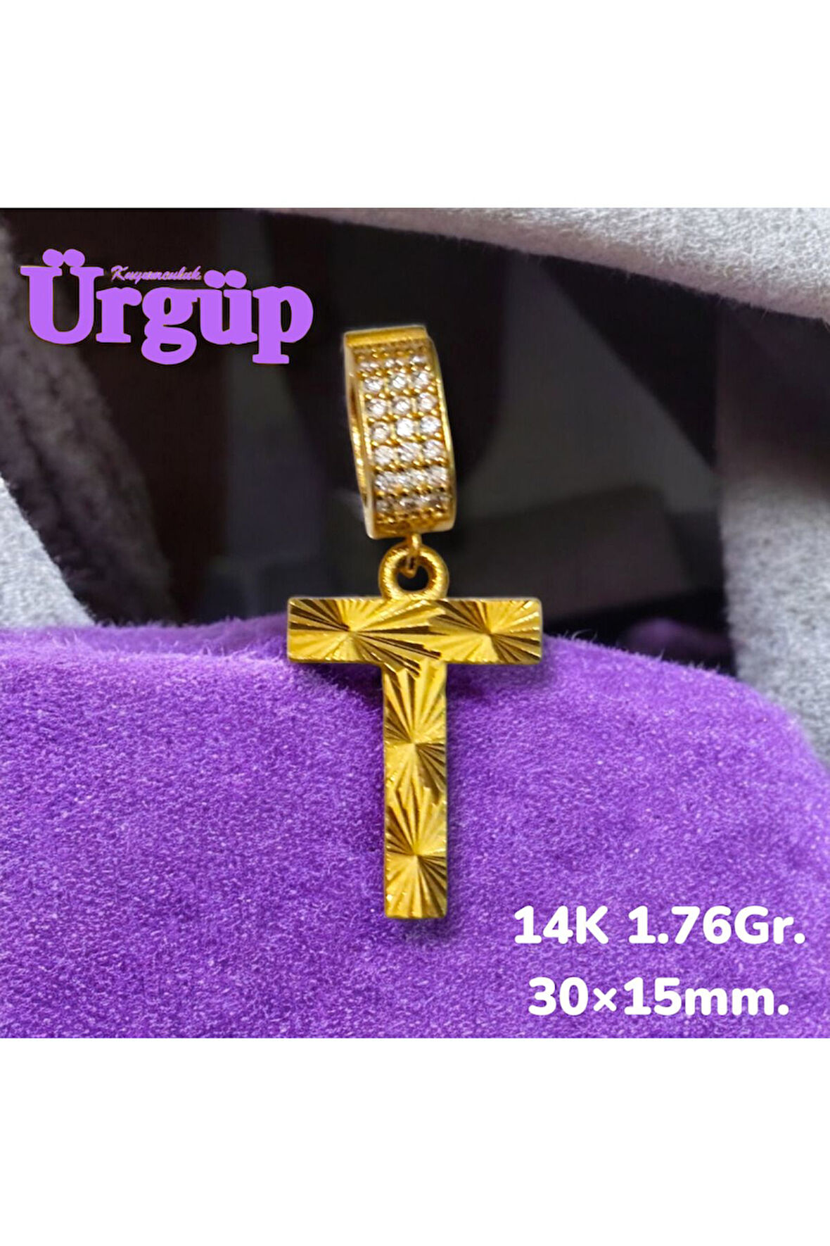 14AYAR 1.76Gram Altın T Harfi Kolye Ucu