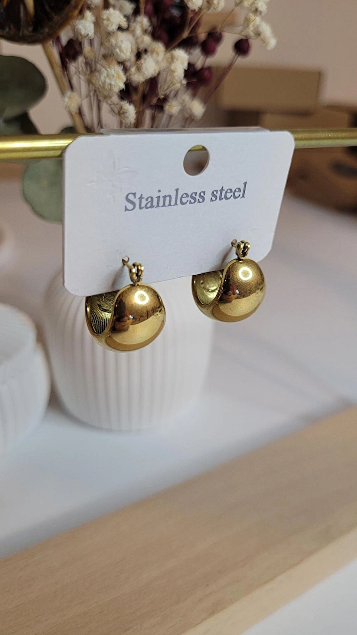 Çelik Gold Bombe Küpe