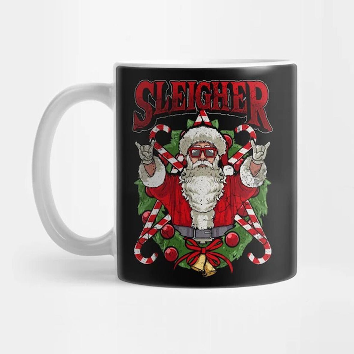 Sleigher Santa Claus Rocker Heavy Metal Christmas Mug
