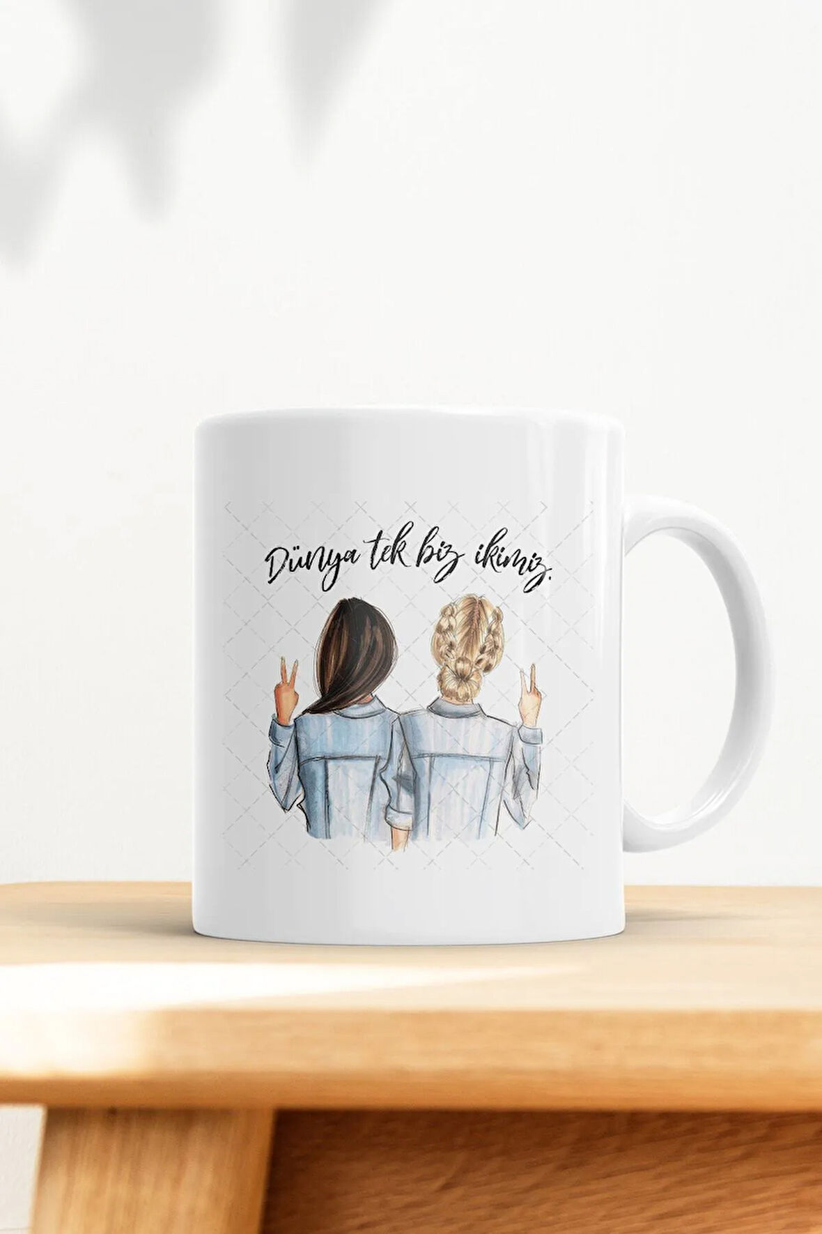 Arkadaşlara Özel Dünya Tek Biz İkimiz Kupa Bardak