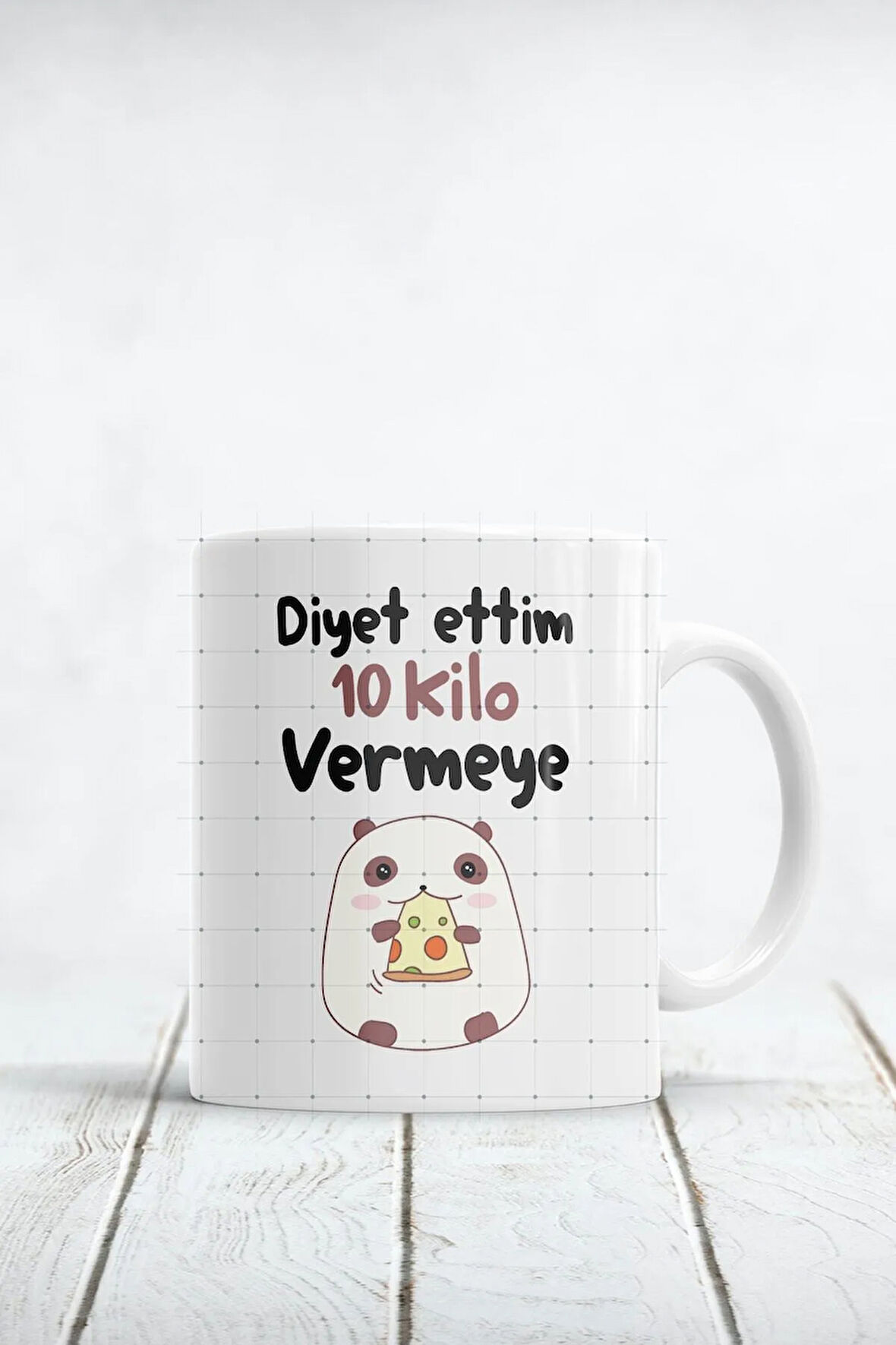 Diyet Ettim 10 Kilo Vermeye Baskılı Kupa Bardak