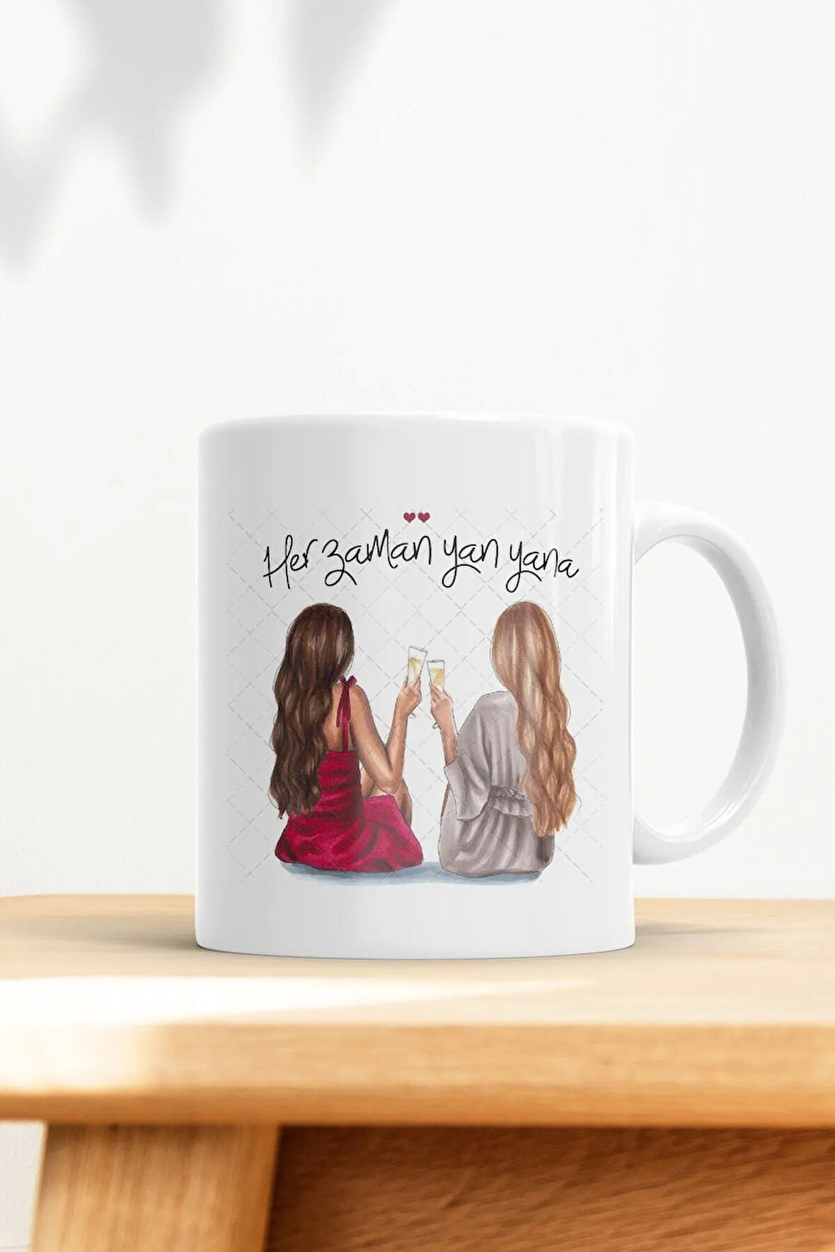 2 Arkadaşa Özel Her Zaman Yan Yana Kupa Bardak