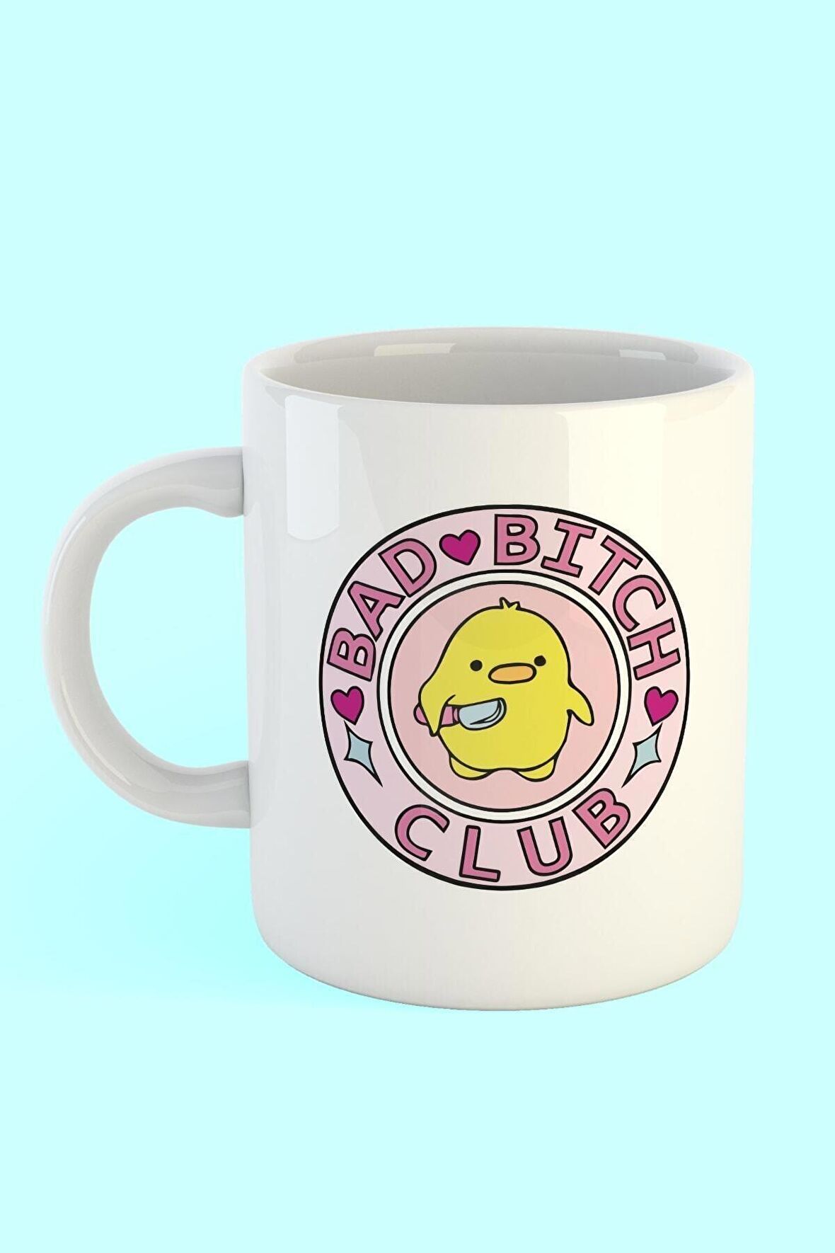 Bad Bitch Club Baskılı Kahve Kupası-beyaz Porselen Hediyelik