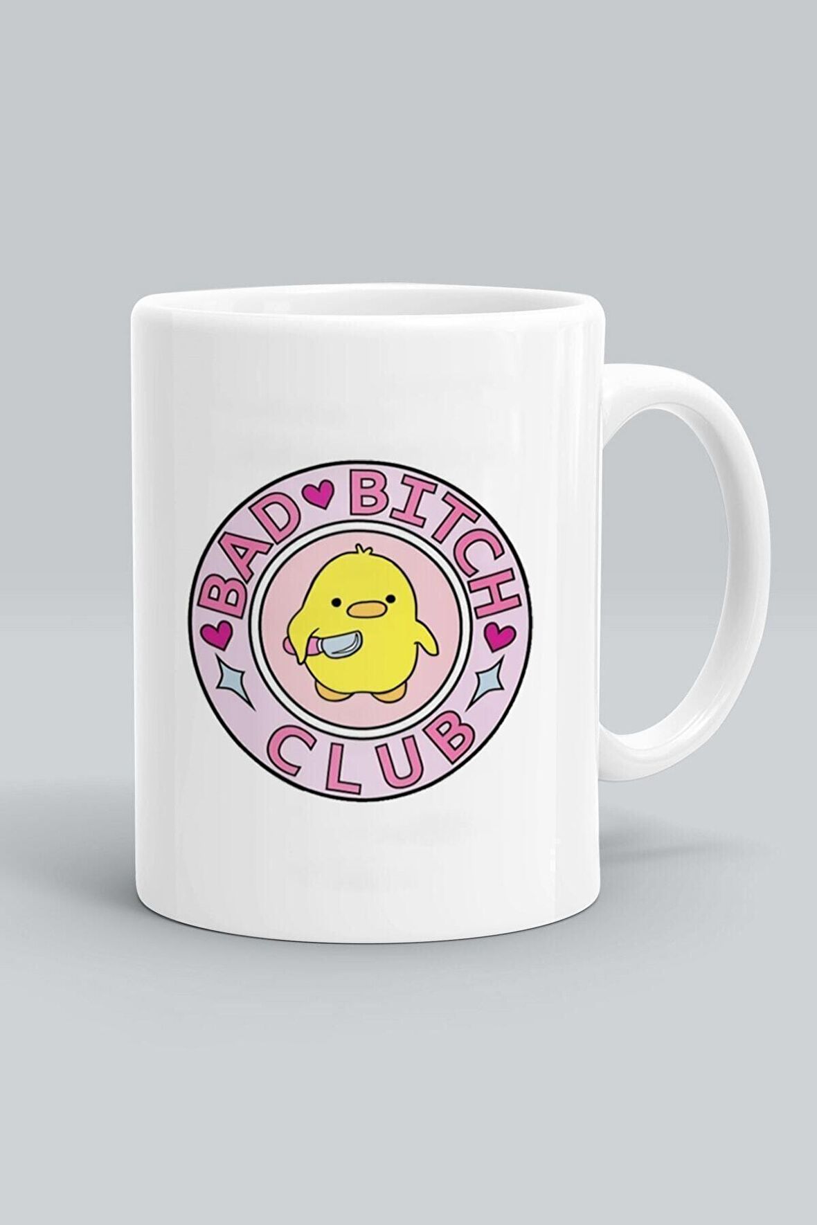 Bad Bitch Club Baskılı Beyaz Kupa Bardak