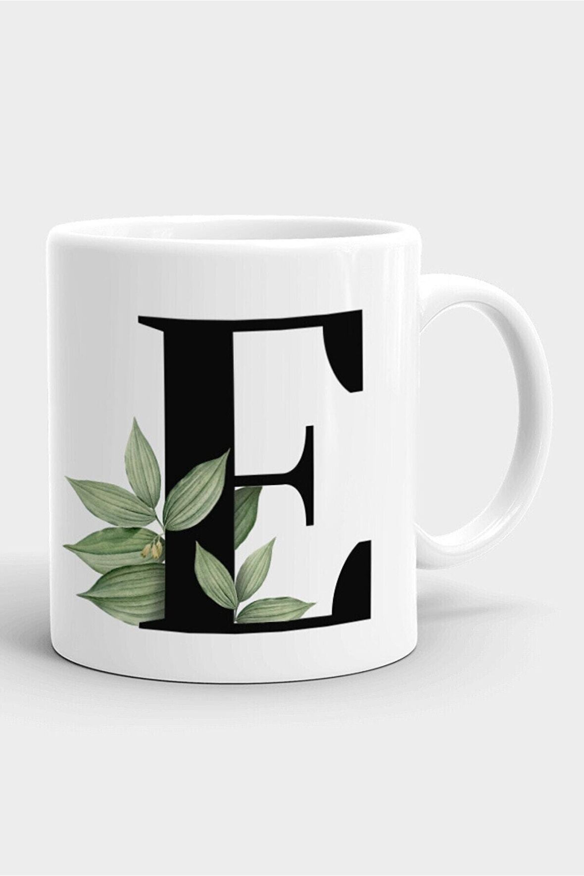 Porselen E Harfli Beyaz Kupa Bardak