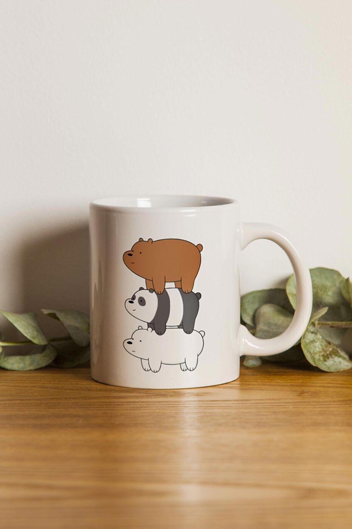 Porselen - We Bare Bears Tasarımlı Kupa Bardak- Makinede Yıkanabilir