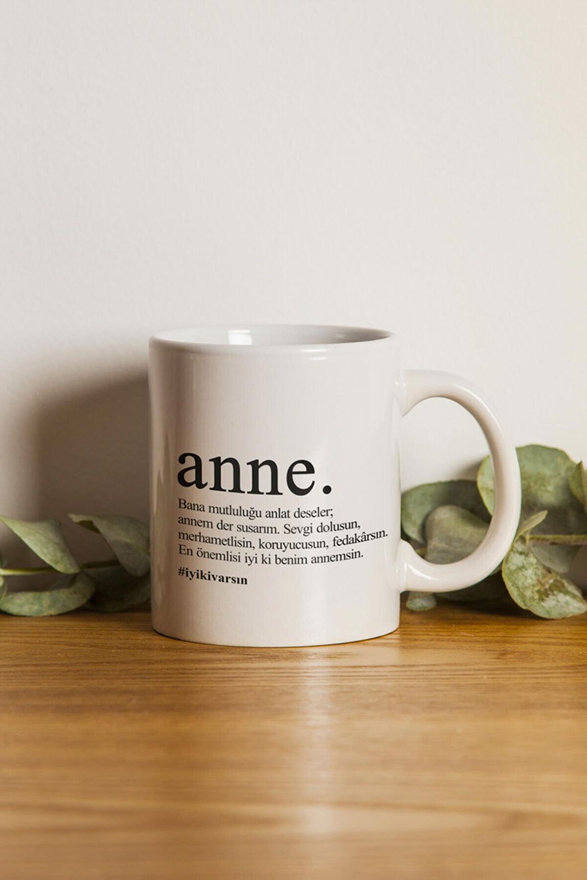 Porselen - Anneye Özel Yazılı Kupa Bardak- Makinede Yıkanabilir